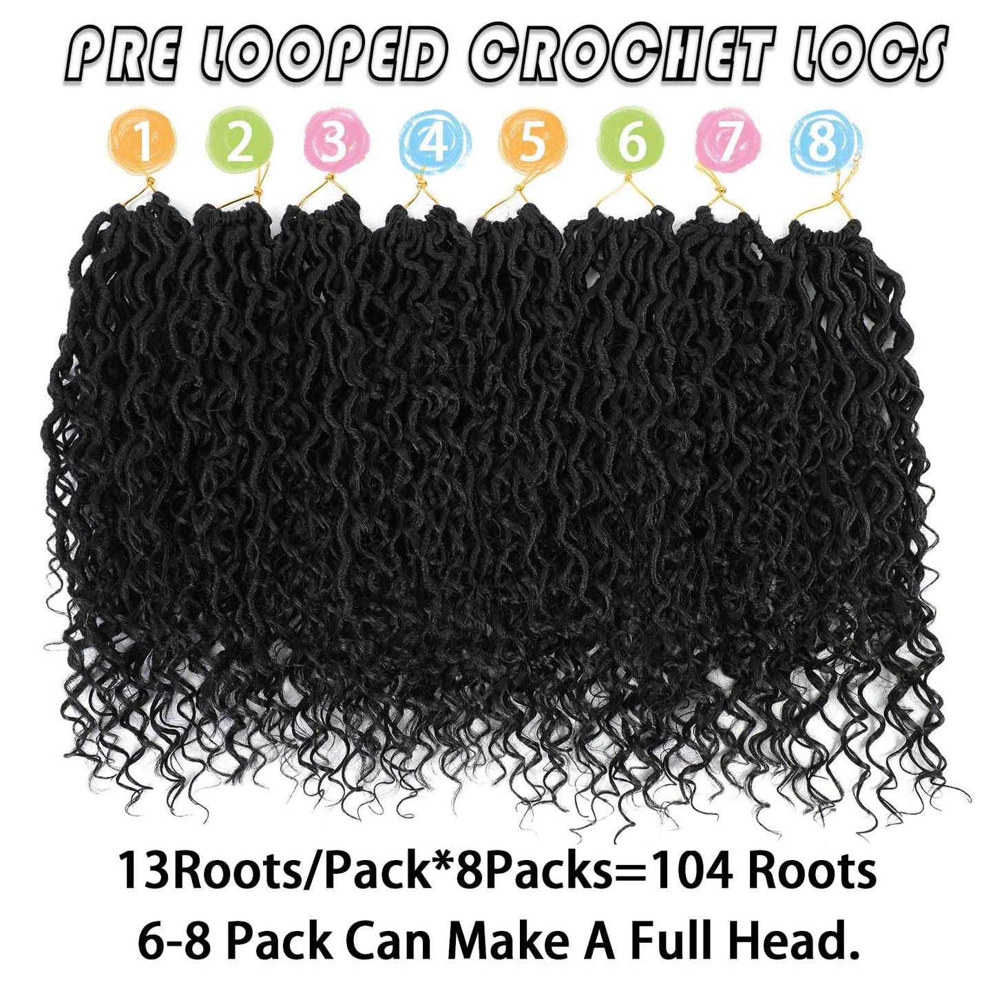 Col Bling Goddess Locs Crochet Hair for Black Women 14 Inch, 8 Packs Faux Locs Crochet Hair, Boho Style Locs, River Locs Hair with Curly Ends (14Inch, 1B, 8Packs)