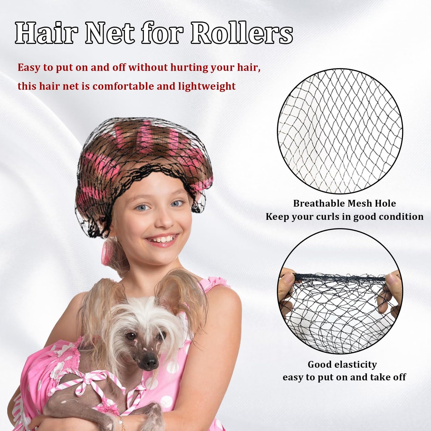 OWMOSYX 7 Piece Triangle Hair Net for Rollers Women Mesh Hair Net Setting for Salon Home Sleep Styling Curl Setting Fixed Hairstyle Protection while Drying or Sleeping