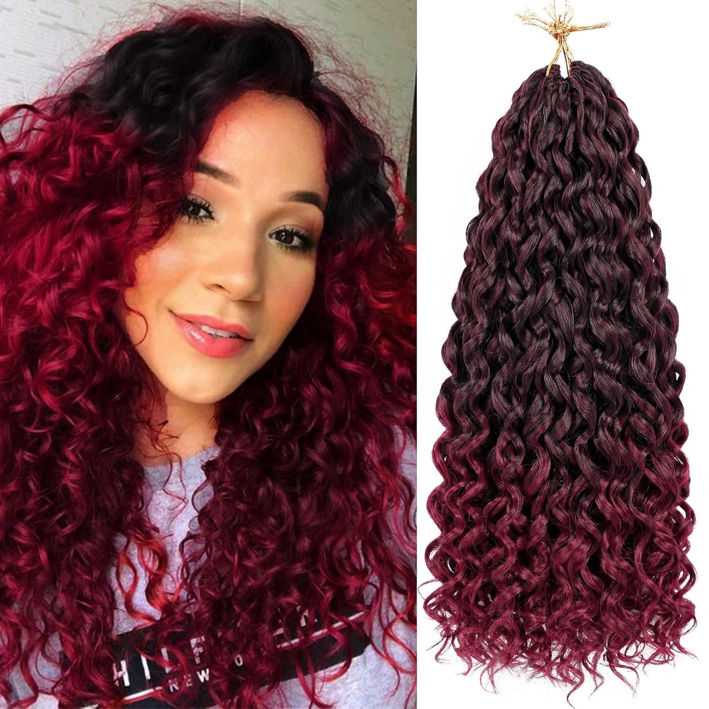 GoGo Curl Crochet Hair 10 Inch - 8 Packs Ombre Brown Water Wave Extensions for Black Women