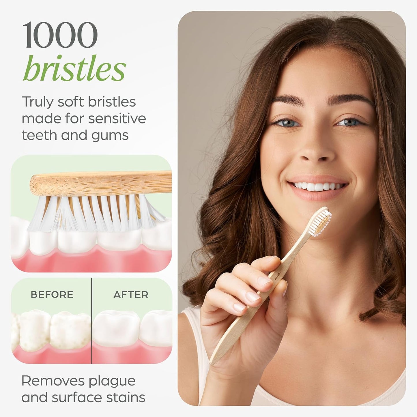 Bamboo Toothbrushes 30 Pack - Eco-Friendly, BPA-Free Soft Bristles, Natural Wooden Design