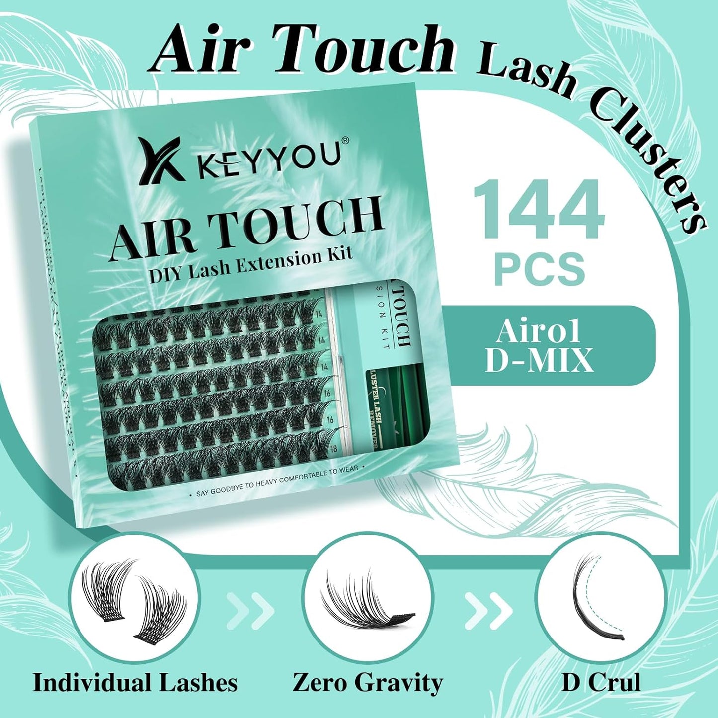 DIY Lash Extension Kit - 280 Soft Cluster Lashes, 100D Curl, Easy Application with Bond & Seal
