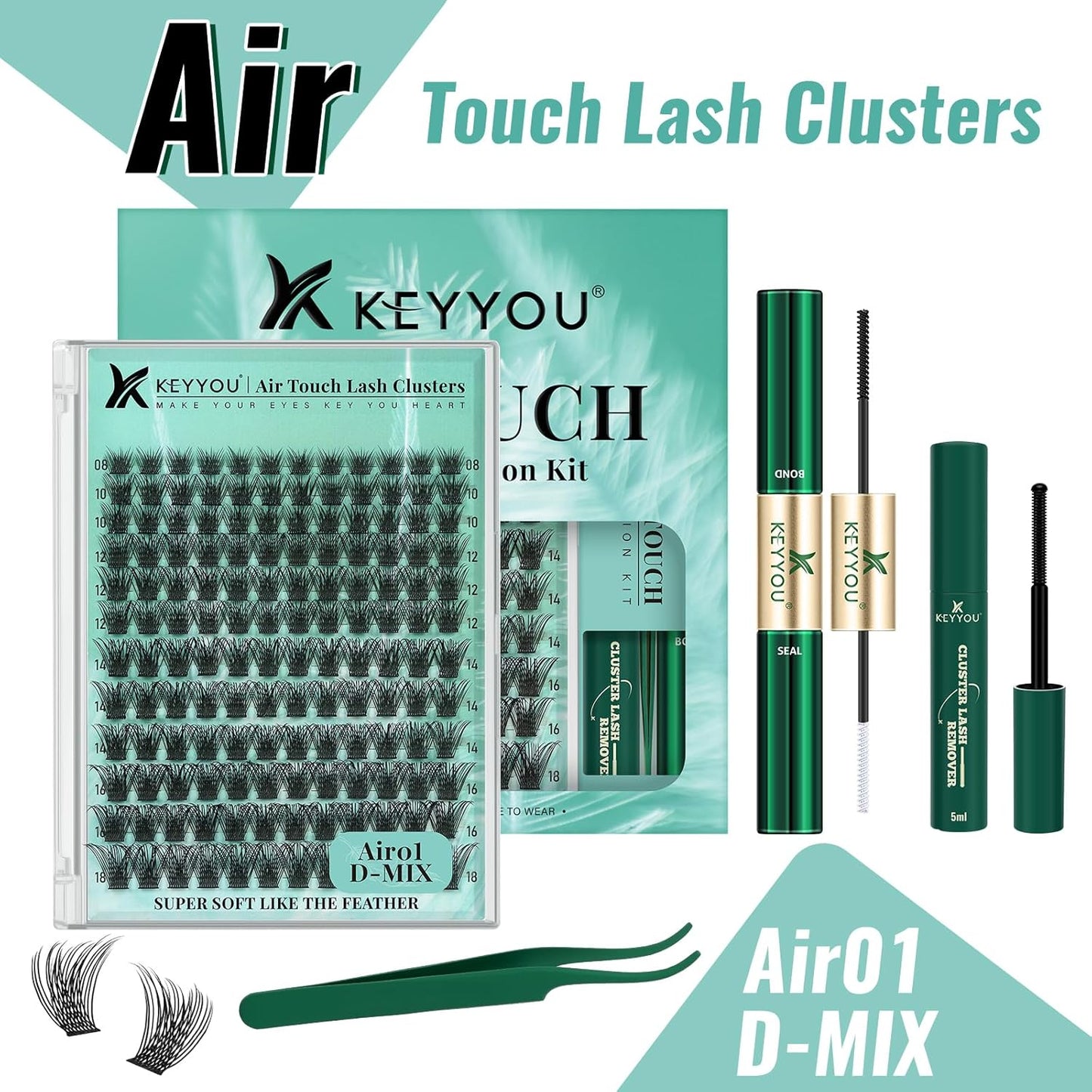 DIY Lash Extension Kit - 280 Soft Cluster Lashes, 100D Curl, Easy Application with Bond & Seal