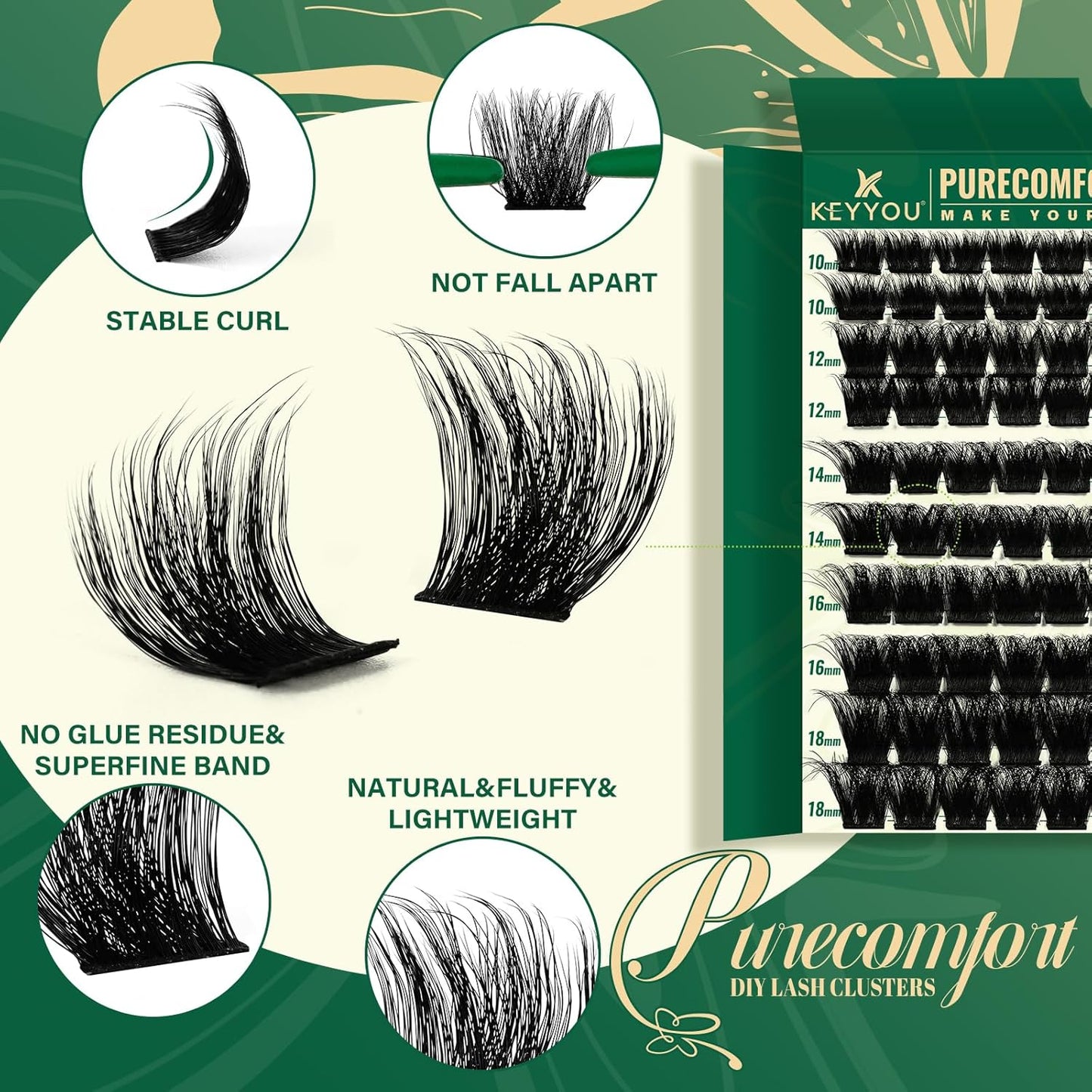 DIY Lash Extension Kit - 280 Soft Cluster Lashes, 100D Curl, Easy Application with Bond & Seal