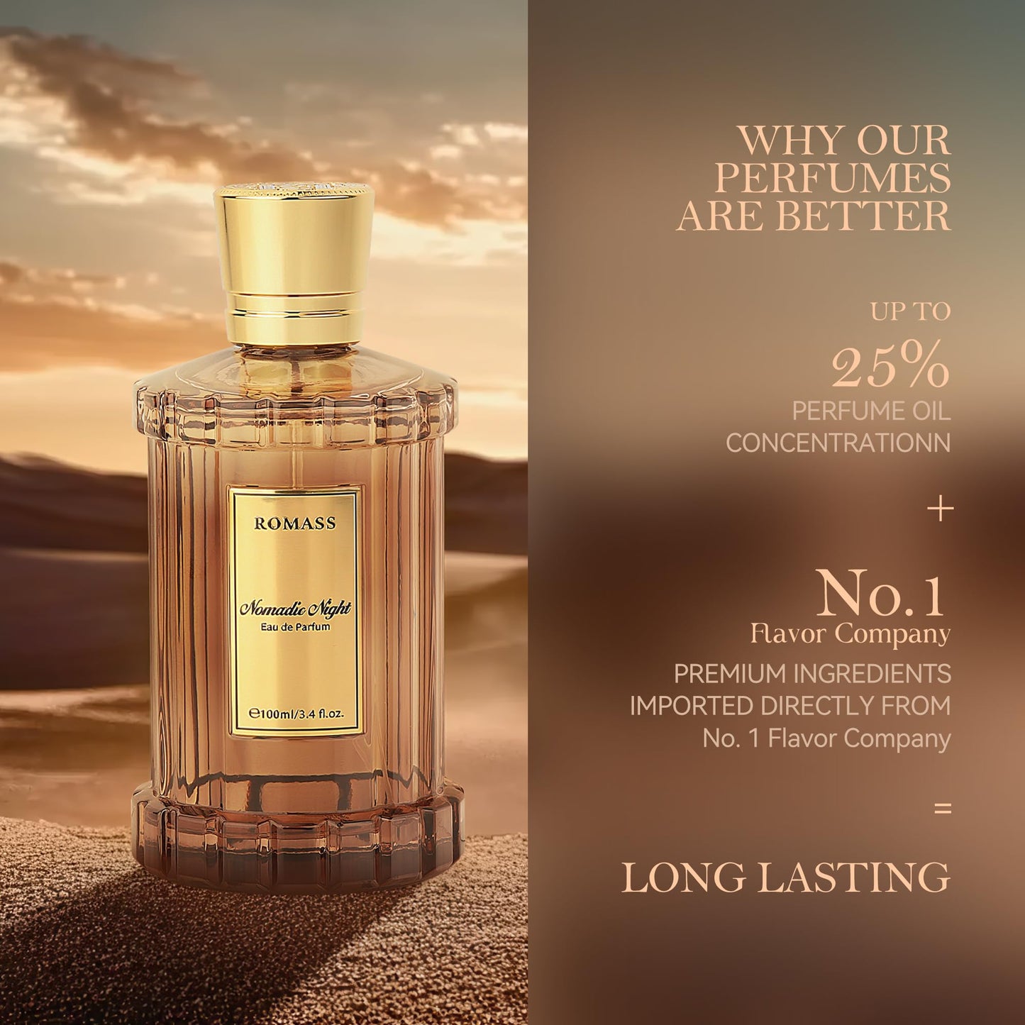 ROMASS Nomadic Night EDP Eau de Parfum for Men and Women - The woody fragrance of tree Fragrance - 3.4oz/100ml Travel Gift Perfume
