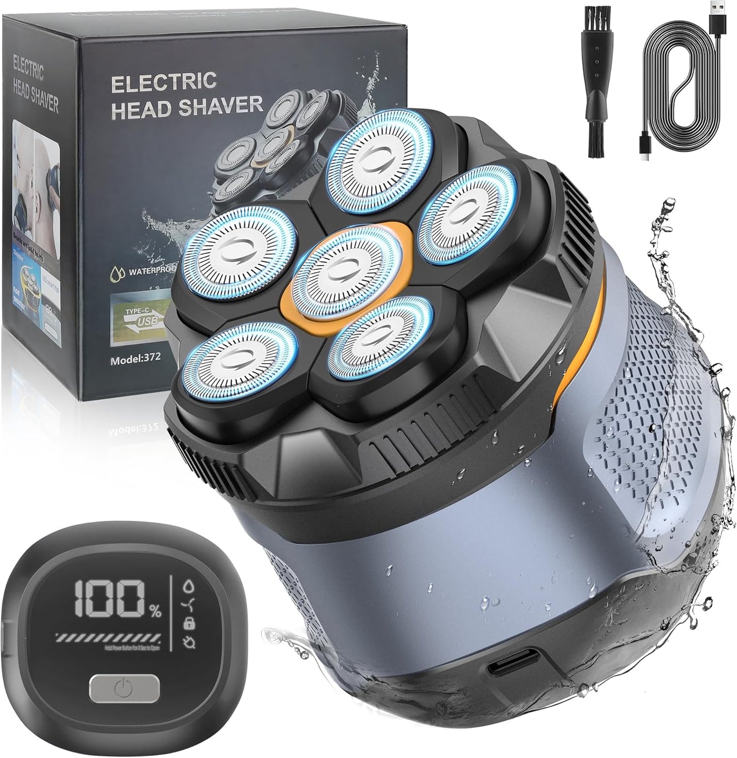 Powerful Foil Bald Shaver for Men - Cordless Electric Razor & Beard Trimmer with LED Display