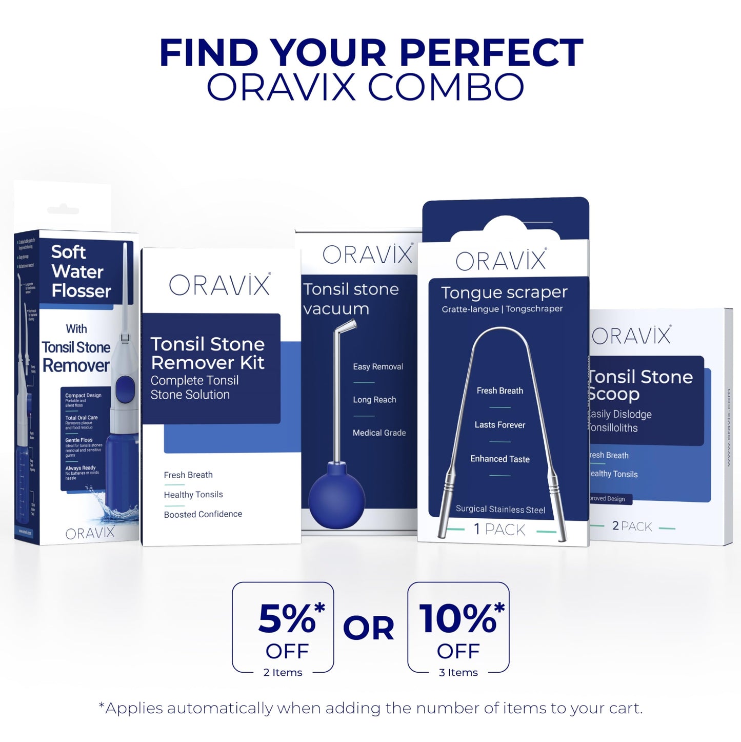 Oravix Tonsil Stone Remover, Fight Bad Breath, Easily Navigate Tonsil Crypts, Tonsil Stone Removal Tool with 3 Nozzles & LED Light, Tonsil Cleaner, Tonsil Stones Removal at Home, 2 Pack Curettage Pick