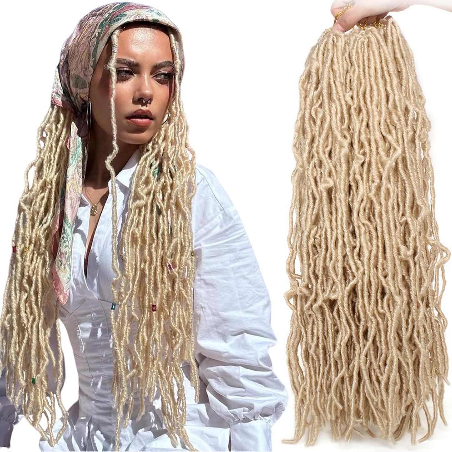 Faux Locs Crochet Hair - 18 Inch Pre-Looped 7 Packs Soft Natural Black Goddess Locs for Women