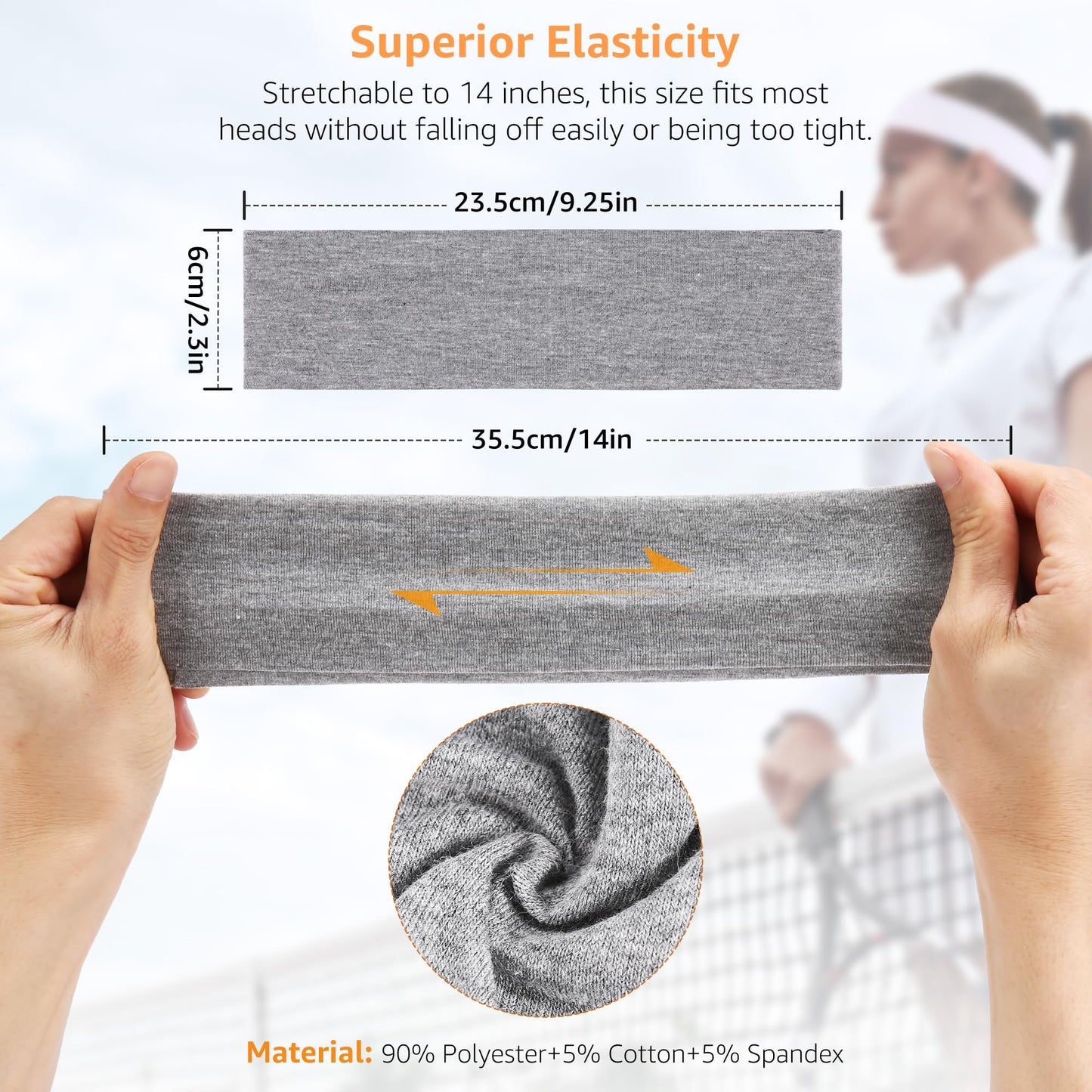 DiyJibb Headbands for Women Non Slip - 7PCS Fashion Sports Hair Bands for Women's Hair, Soft Cotton Cloth Stretchy Headbands for Women for Workout Yoga Running