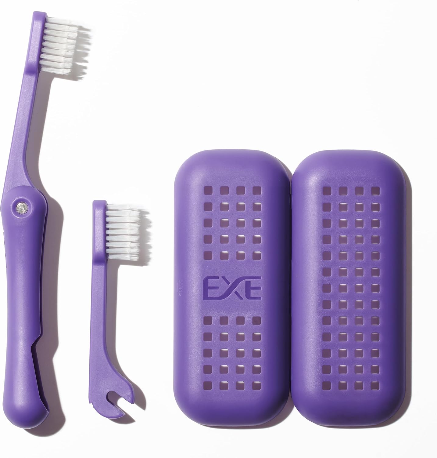 Minibox Folding Travel Toothbrush - Compact Dual-Length Bristles & Case, 2 Extra Heads - Ideal for Business Trips & Camping