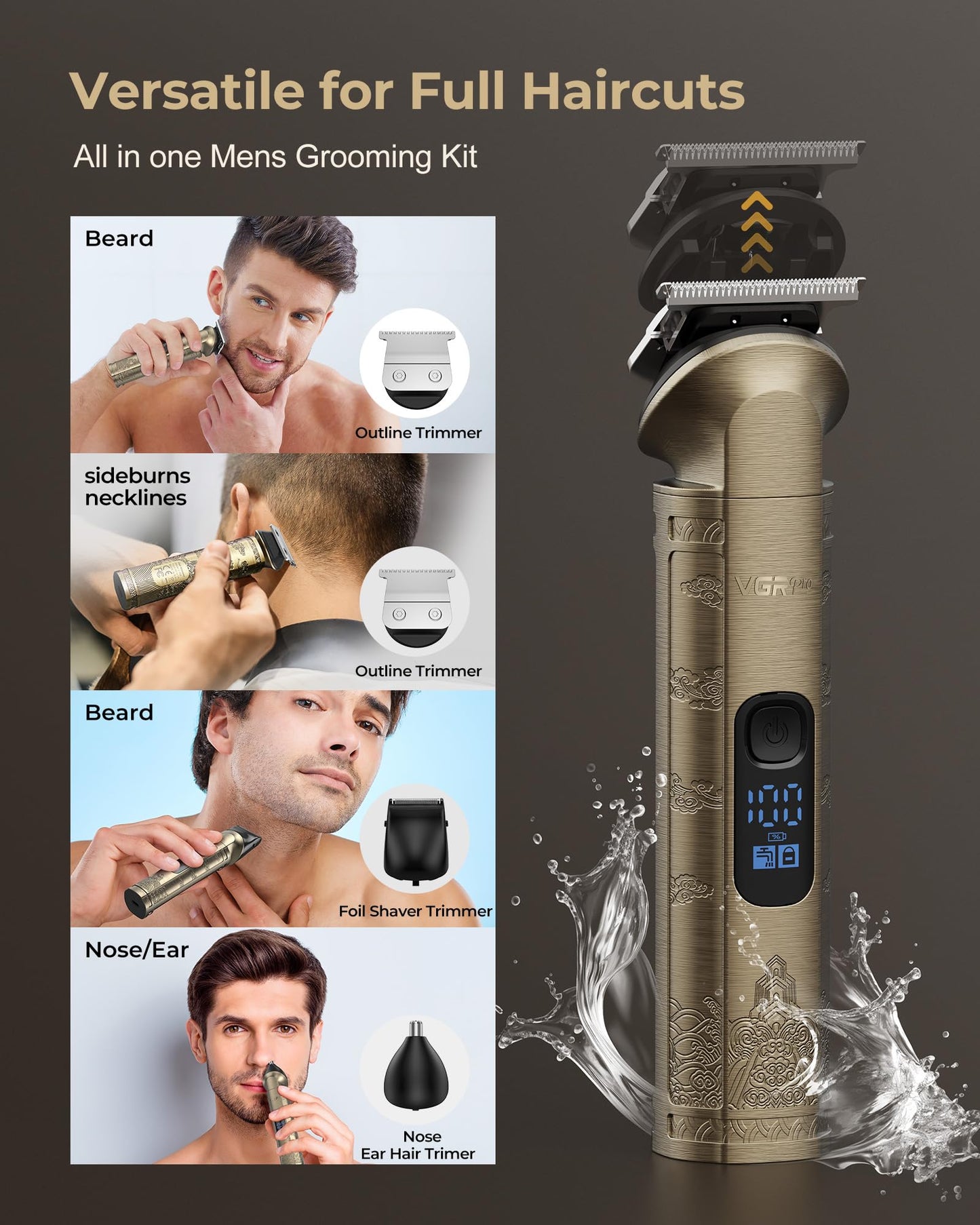 VGRPRO Hair Clippers for Men Professional, Cordless Hair Clippers for Hair Cutting, Mens Clippers and Trimmers Set, Electric Hair Trimmer for Men with Package Box