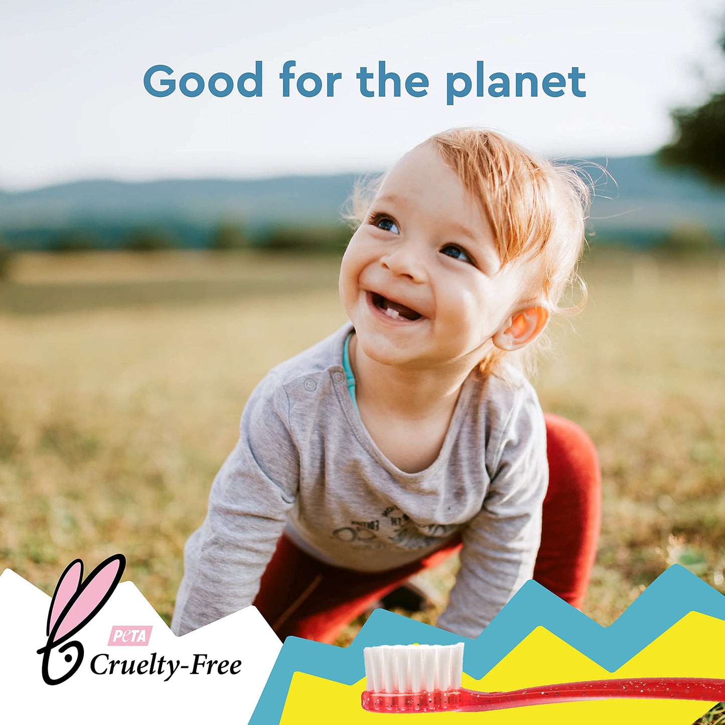 RADIUS Children's Toothbrush, Totz Brush, Extra Soft Bristles, Blue/Coral/Yellow, BPA Free & ADA Accepted, Designed for Delicate Teeth & Gums for Children 18 Months & Up, Pack of 3