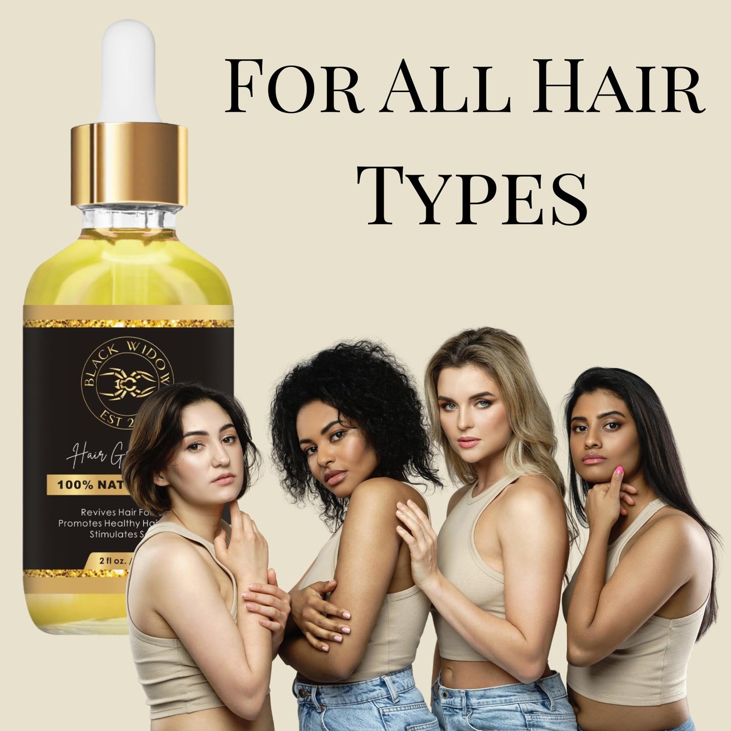 Black Widow Hair Growth Oil 2 oz β All-Natural Follicle-Stimulating Blend with Botanical Oils & Vitamins β Reduces Thinning, Builds Density & Length