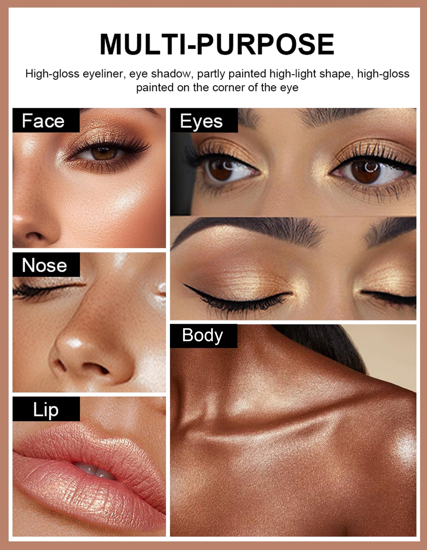 Erinde Cream Eyeshadow Stick, Metallic Eye Brightener Stick, Shimmer Creamy Eye Shadow Sticks with Built-in Sharpener, Long Lasting Waterproof Glitter Highlighter Eye Liner Pencil, 10