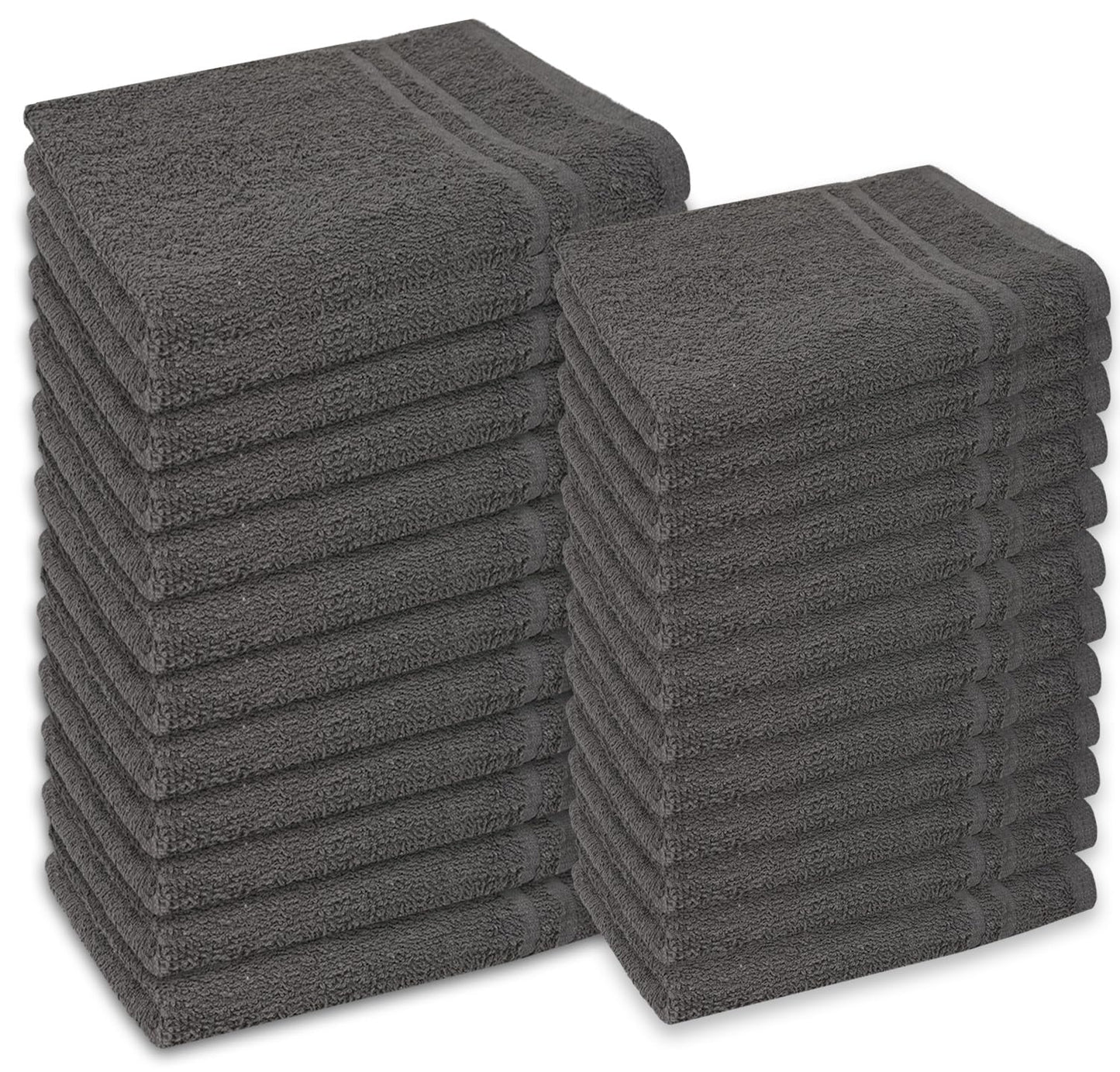 STF Linen 24 Pack Dark Grey Hand Towel 100% Cotton Spa Towel – 16x27 inches Highly Absorbable Facial Towels Gym, Hair Towel and Face Towel Bulk Small Towels (Not Bleach Proof)