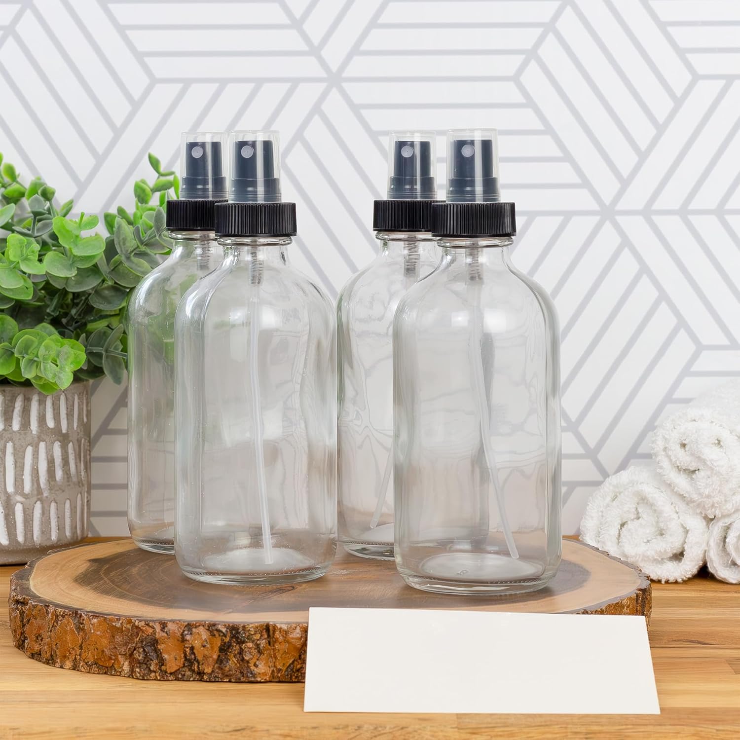 8-Ounce Amber Glass Spray Bottles (4-Pack) - Fine Mist Atomizers for Aromatherapy & DIY