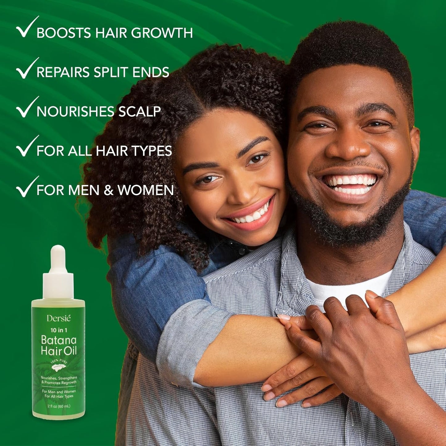 Hair Growth Oil - 10-in-1 Veganic Treatment with Batana & Rosemary for Thinning Hair - 2 fl oz
