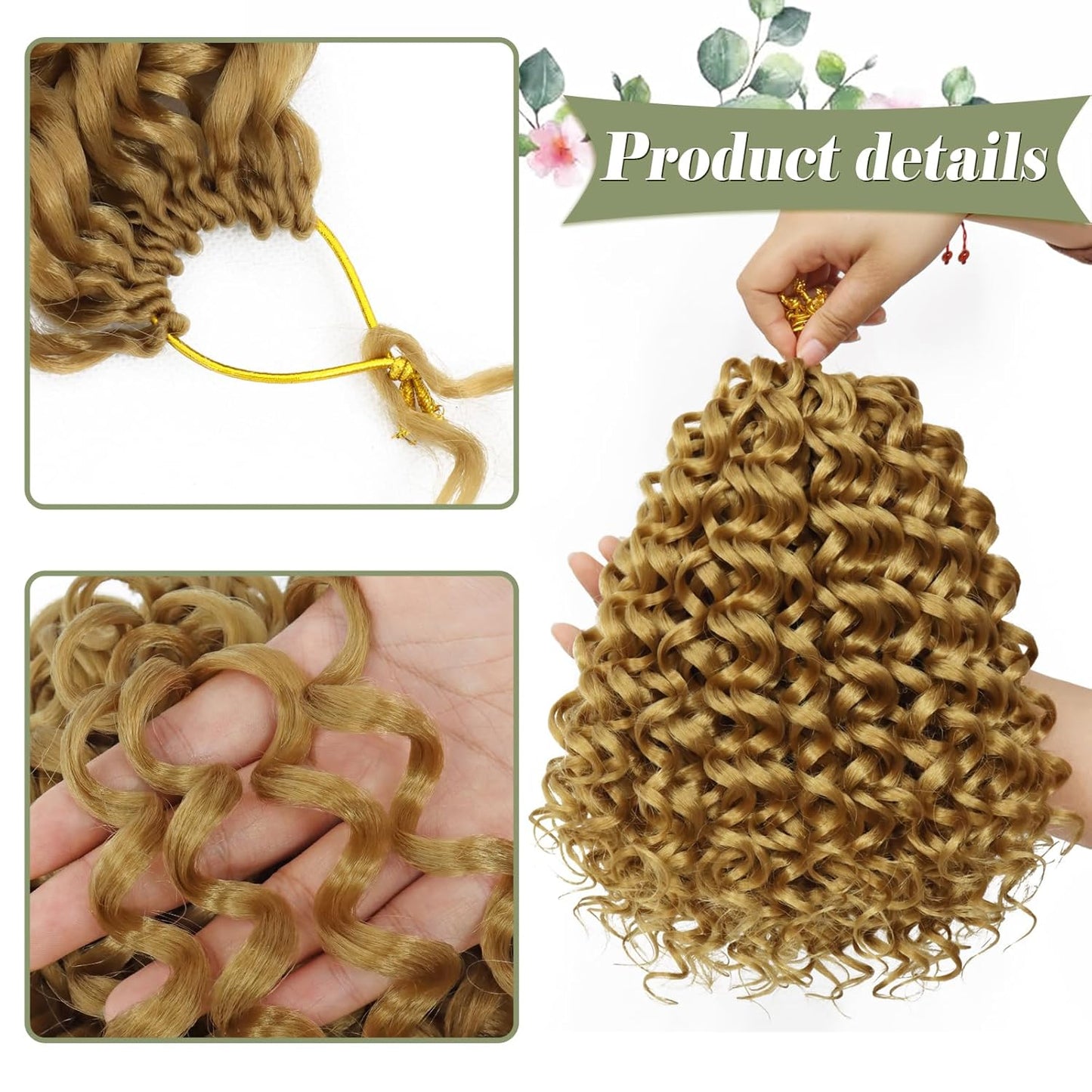 GoGo Curl Crochet Hair 10 Inch - 8 Packs Ombre Brown Water Wave Extensions for Black Women