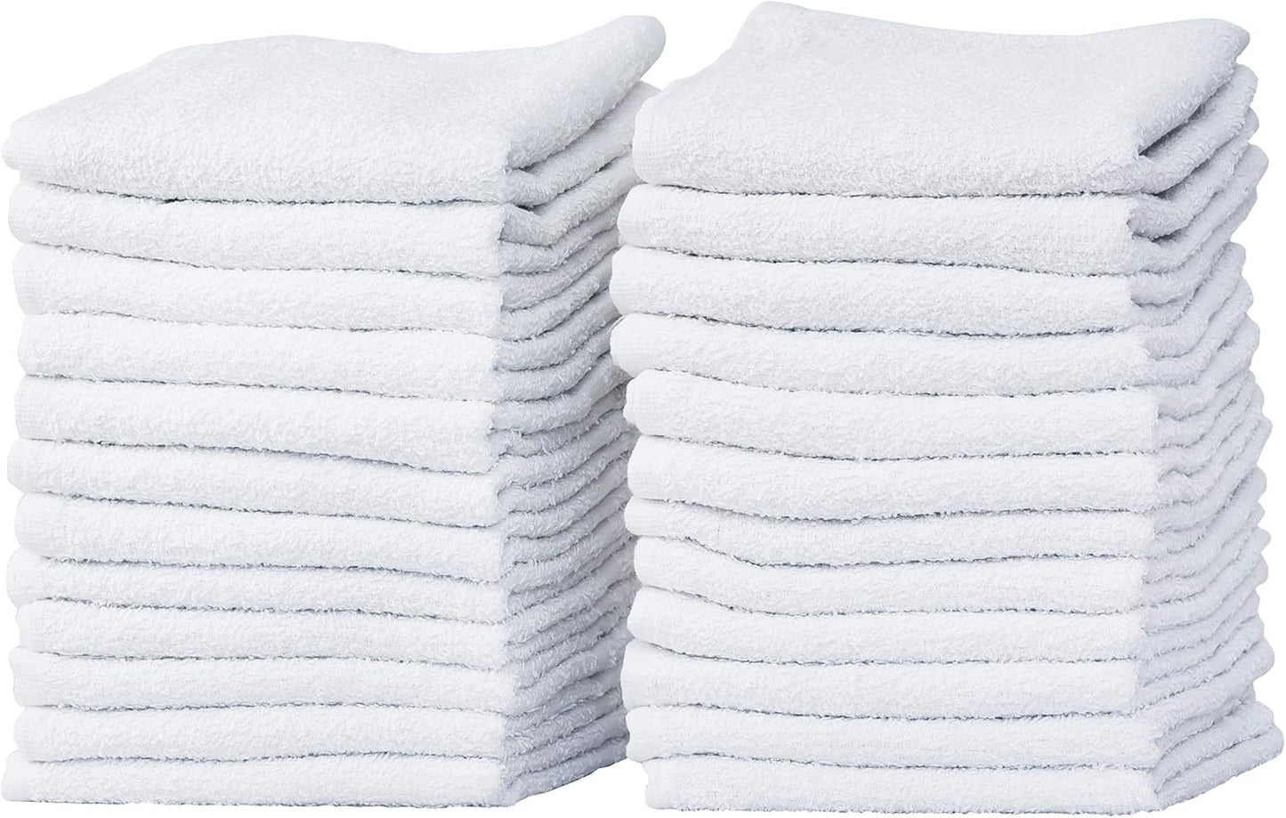 100% Cotton White Washcloths - 24-Pack, Lightweight & Ultra Absorbent Towels