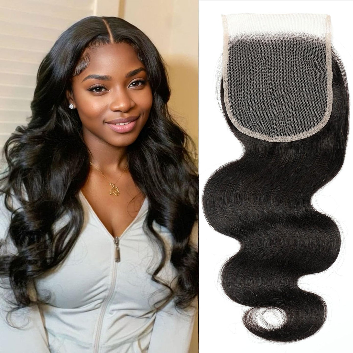 5x5 HD Lace Closure Body Wave Human Hair - Pre-Plucked Natural Hairline (10 Inch, Natural Color)