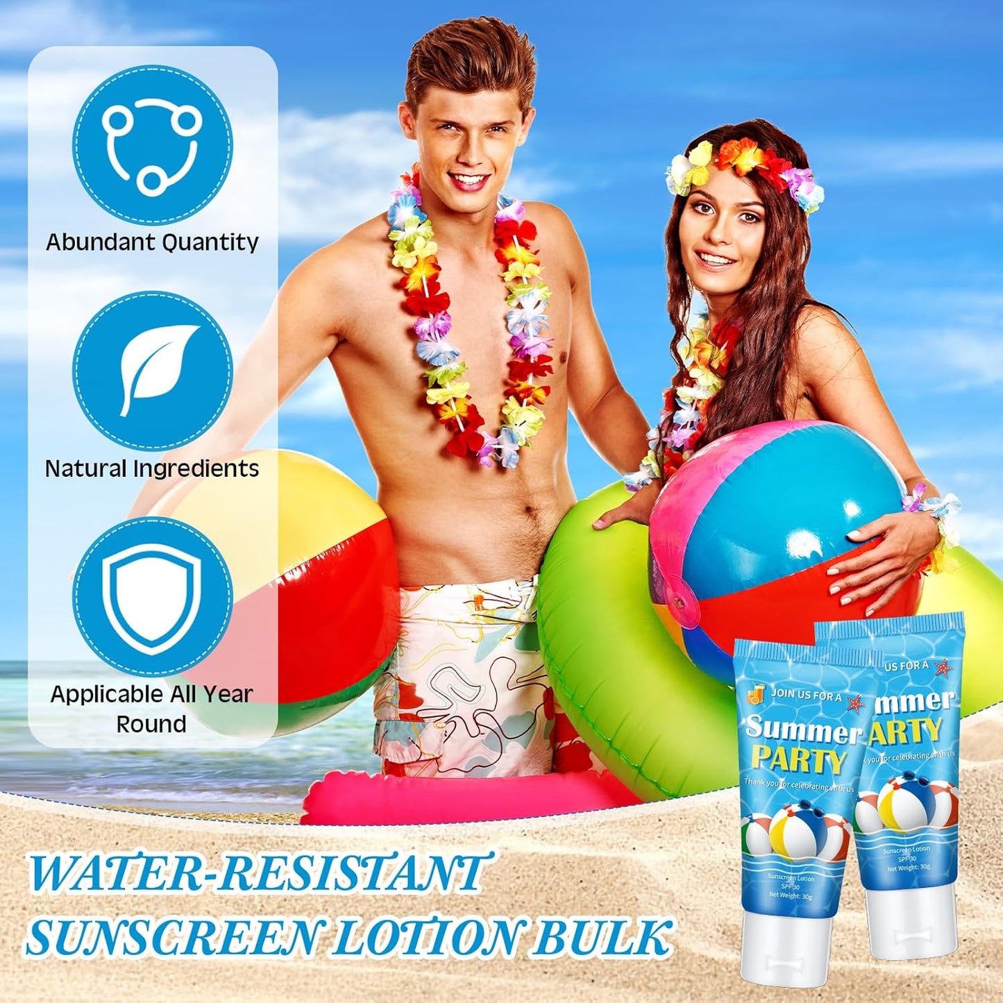 12-Pack SPF 30 Mini Sunscreen Lotion - Travel Size, Water Resistant, Perfect for Wedding Favors & Summer Gifts