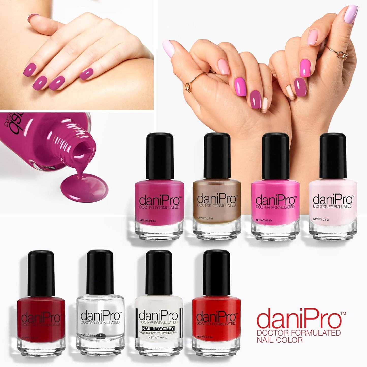Doctor-Formulated Vegan Nail Polish - Lovely Lady Deep Pink 0.5 oz with Biotin & Undecylenic Acid for Healthy Nails