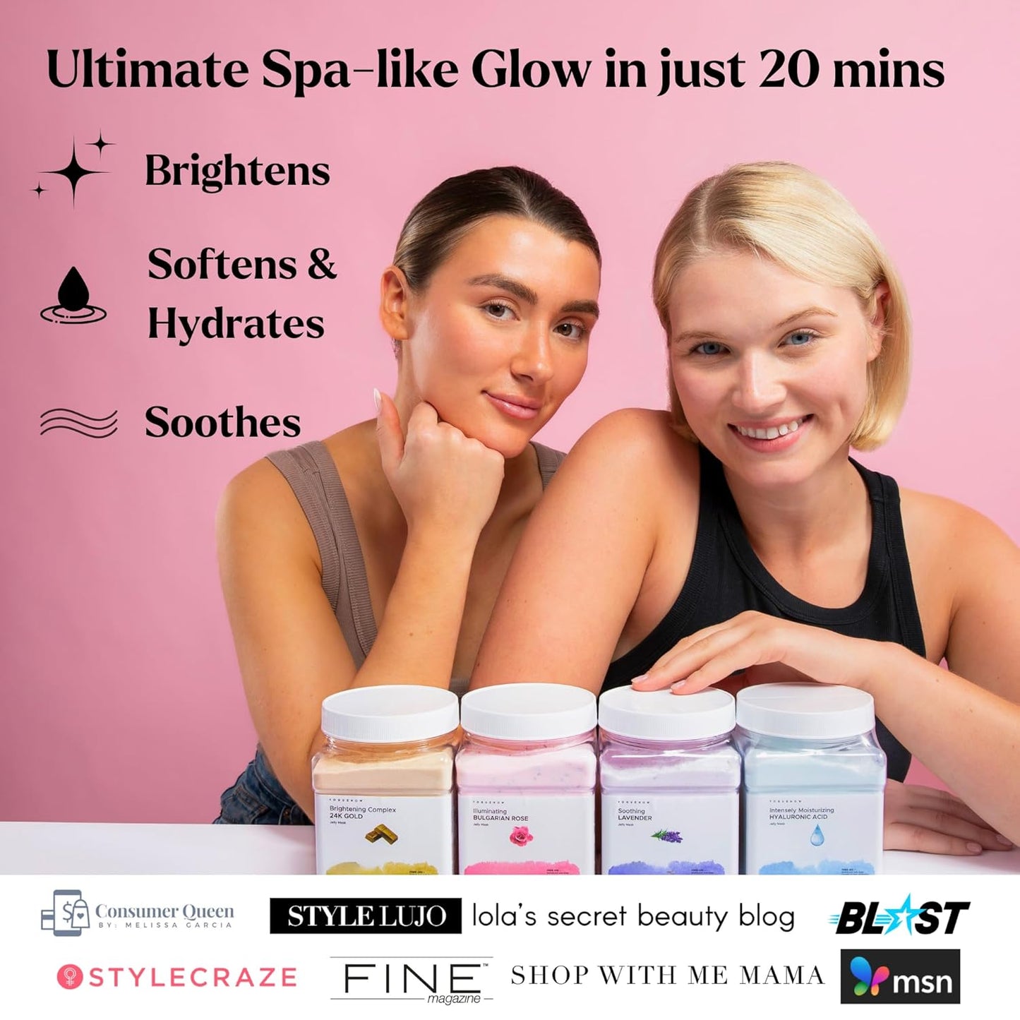 Bulgarian Rose Hydrating Jelly Face Mask - Brightening & Nourishing with Free Jade Roller | 23 Oz Professional Vajacial Mask