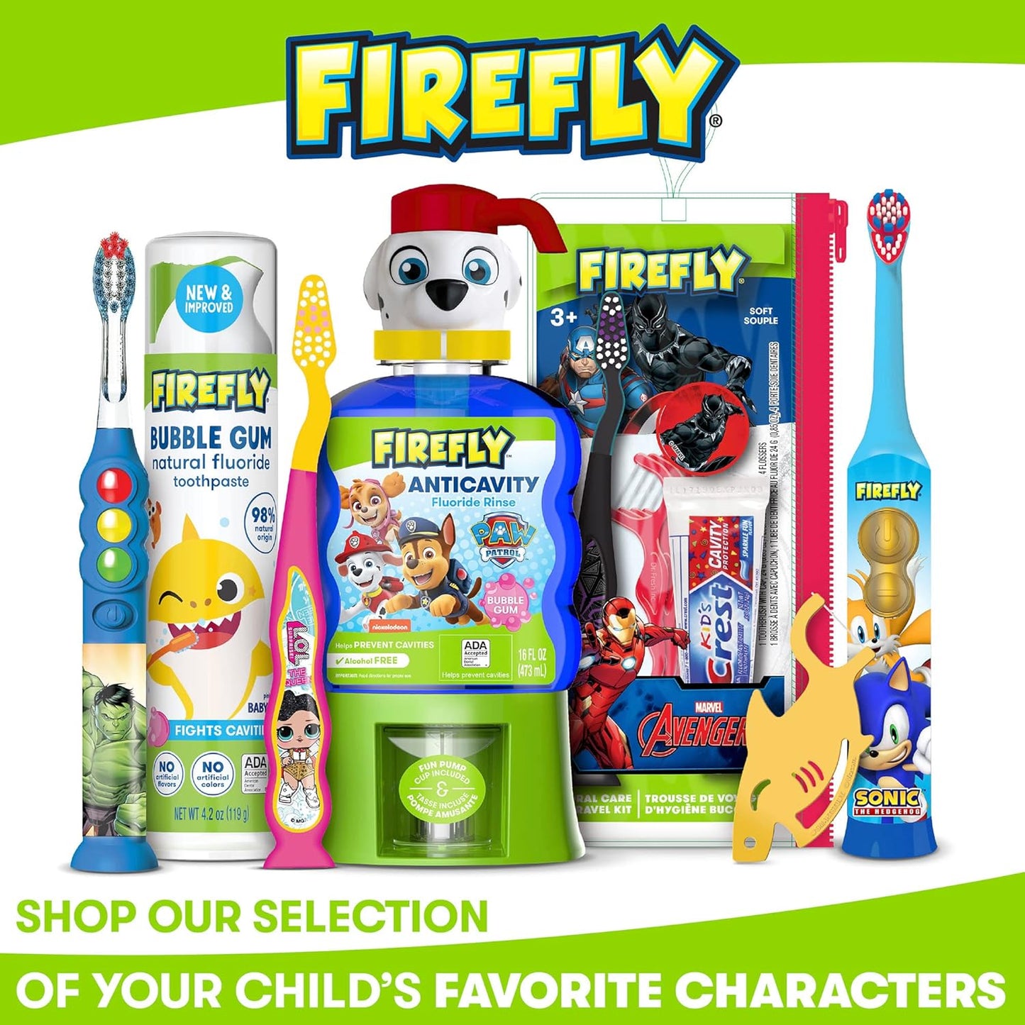 Interactive Sonic Toothbrush Kit for Kids - FIREFLY Play Action Trolls with Lights, Music & Games
