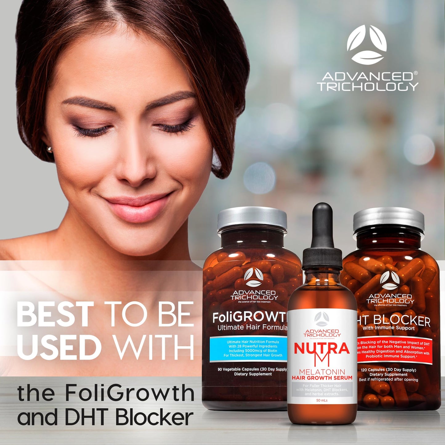 Advanced Trichology NutraM™ Hair Serum – Dermatologist Tested, Approved* by American Hair Loss Association | Scalp DHT Blocker for Thinning Hair Men and Women - 2 Fluid Ounce (Pack of 1)