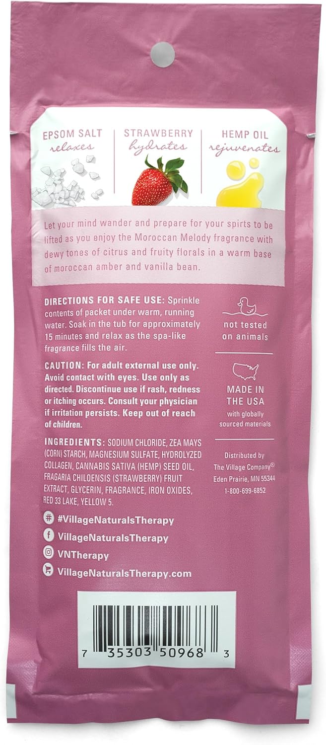 Village Naturals Moroccan Melody Mineral Bath Soak - 2 oz, 12-Pack for Relaxation