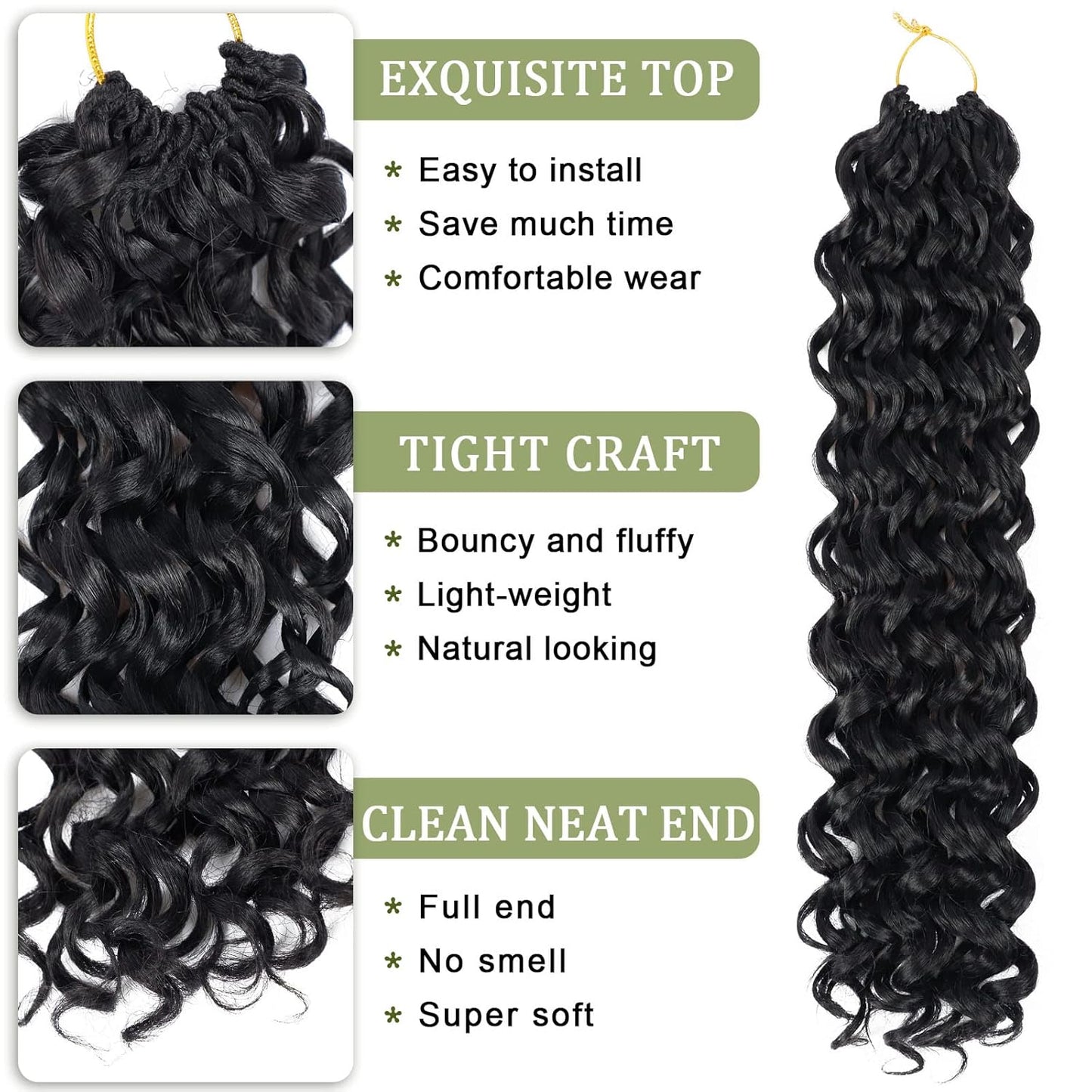 GoGo Curl Crochet Hair 10 Inch - 8 Packs Ombre Brown Water Wave Extensions for Black Women