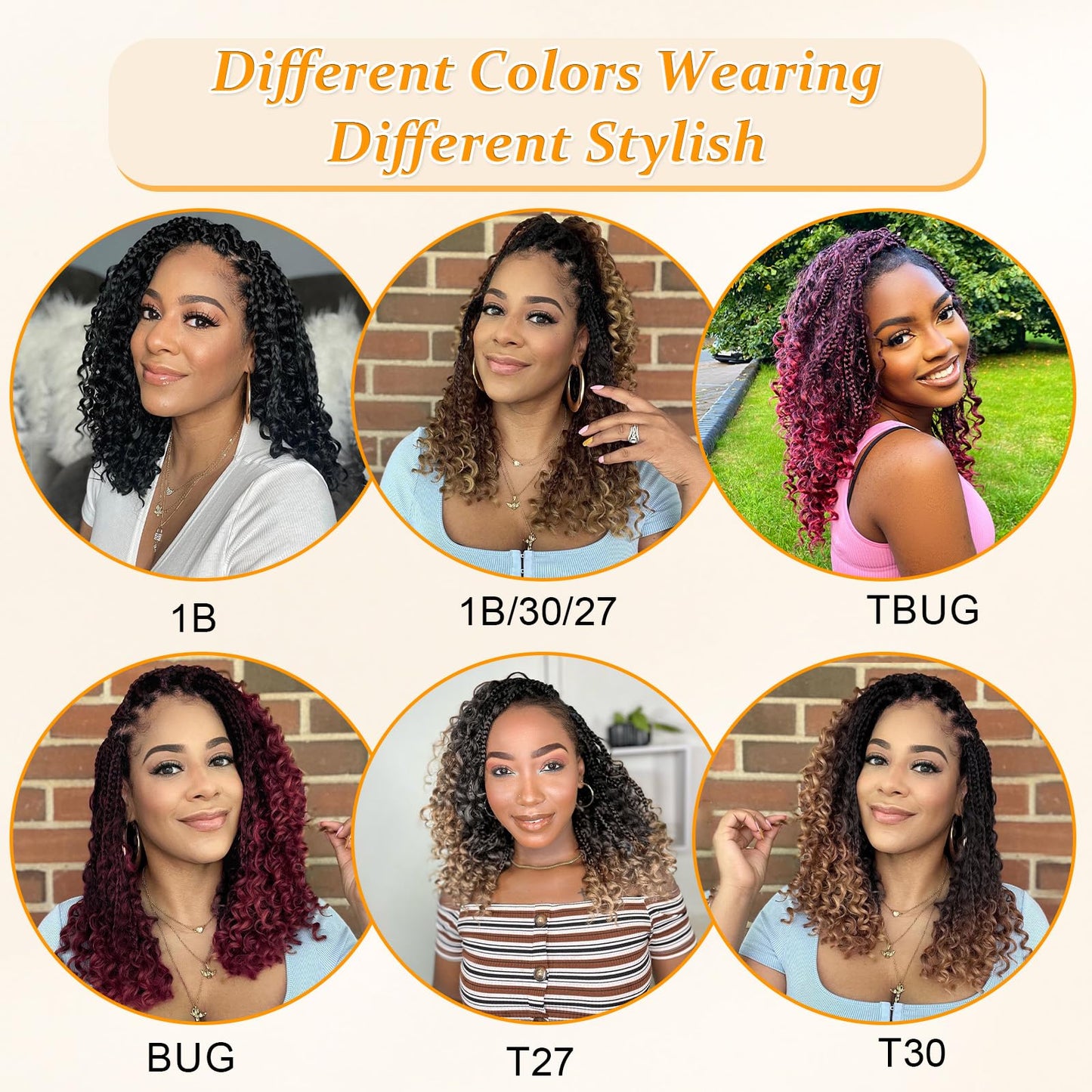 Yewell Goddess Box Braids Crochet Hair 10 Inch Boho Crochet Box Braids With Curly Ends,9 Packs Bohomian Box Braids Crochet Hair For Black Women Pre Looped Box Braids Crochet Hair (10Inch,1B/30/27)