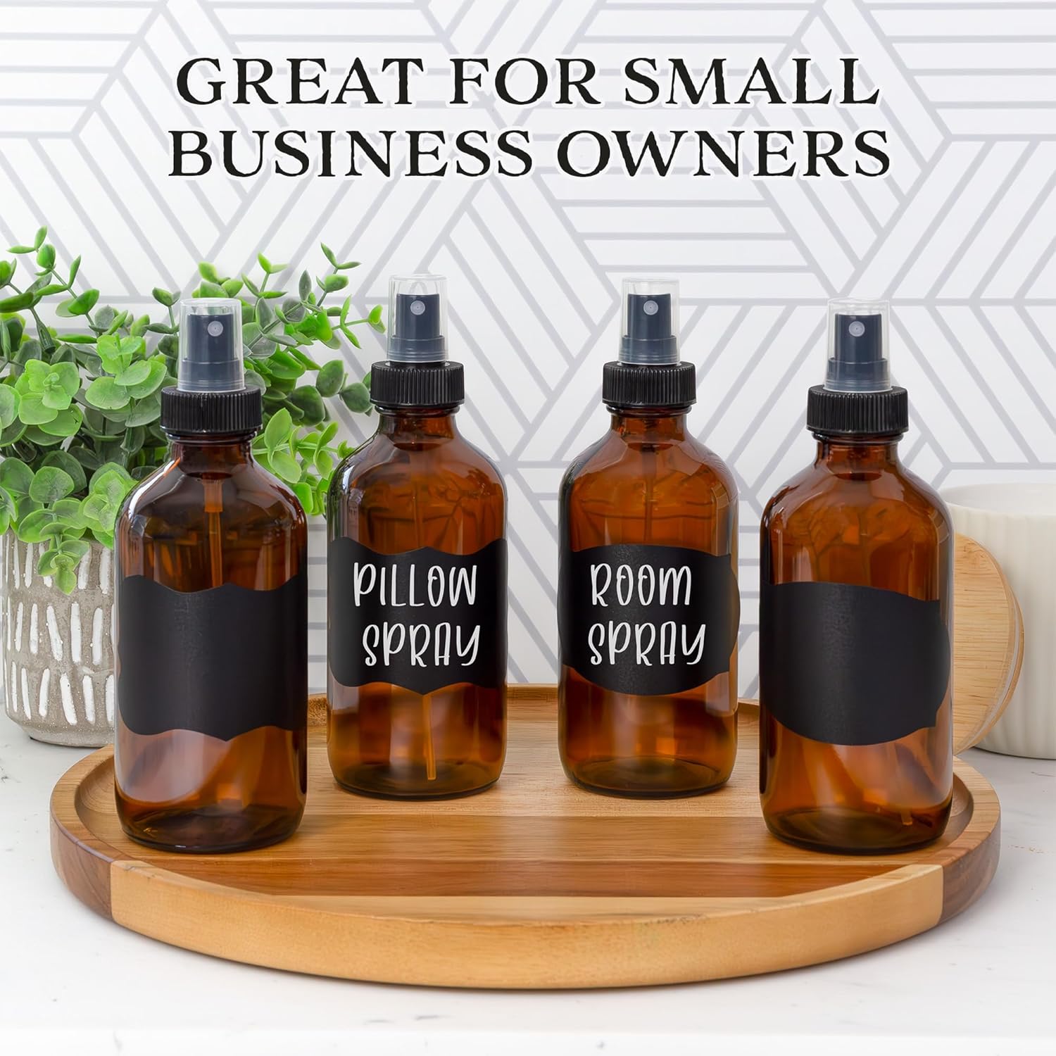 8-Ounce Amber Glass Spray Bottles (4-Pack) - Fine Mist Atomizers for Aromatherapy & DIY