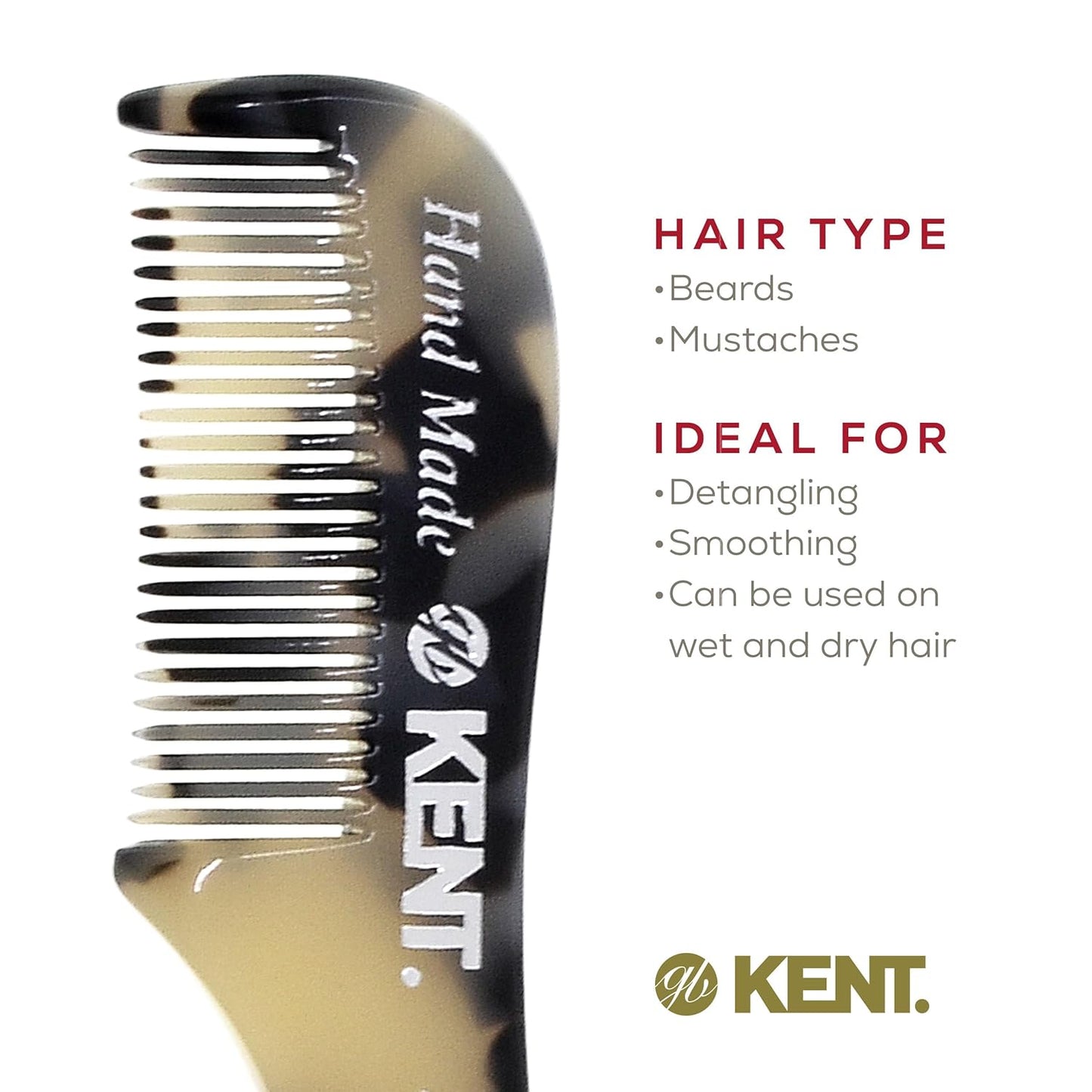 Kent Set Men's Hair Combs - 81T X-Small & 20T Folding Fine Tooth Grooming Kit for Hair, Beard & Mustache - Handmade in England