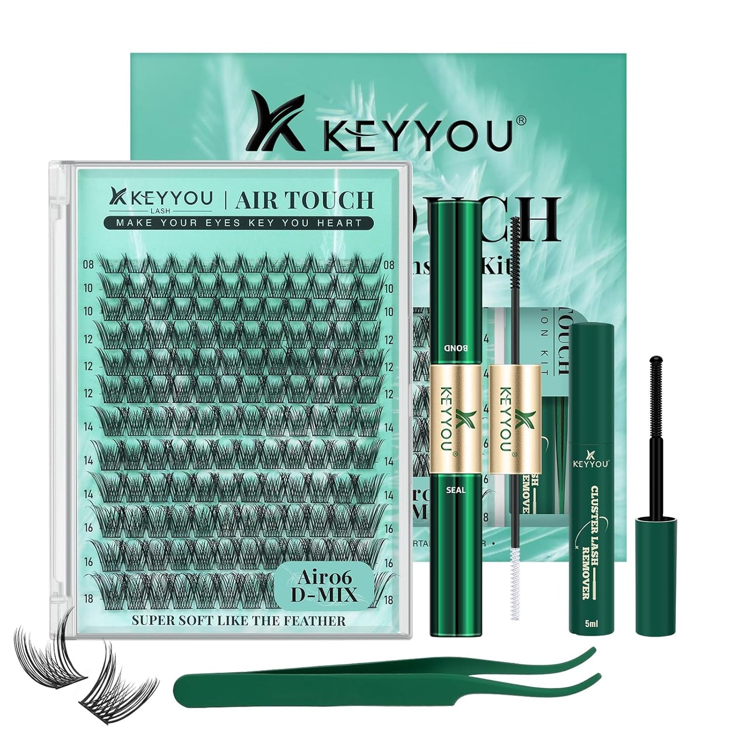 DIY Lash Extension Kit - 280 Soft Cluster Lashes, 100D Curl, Easy Application with Bond & Seal