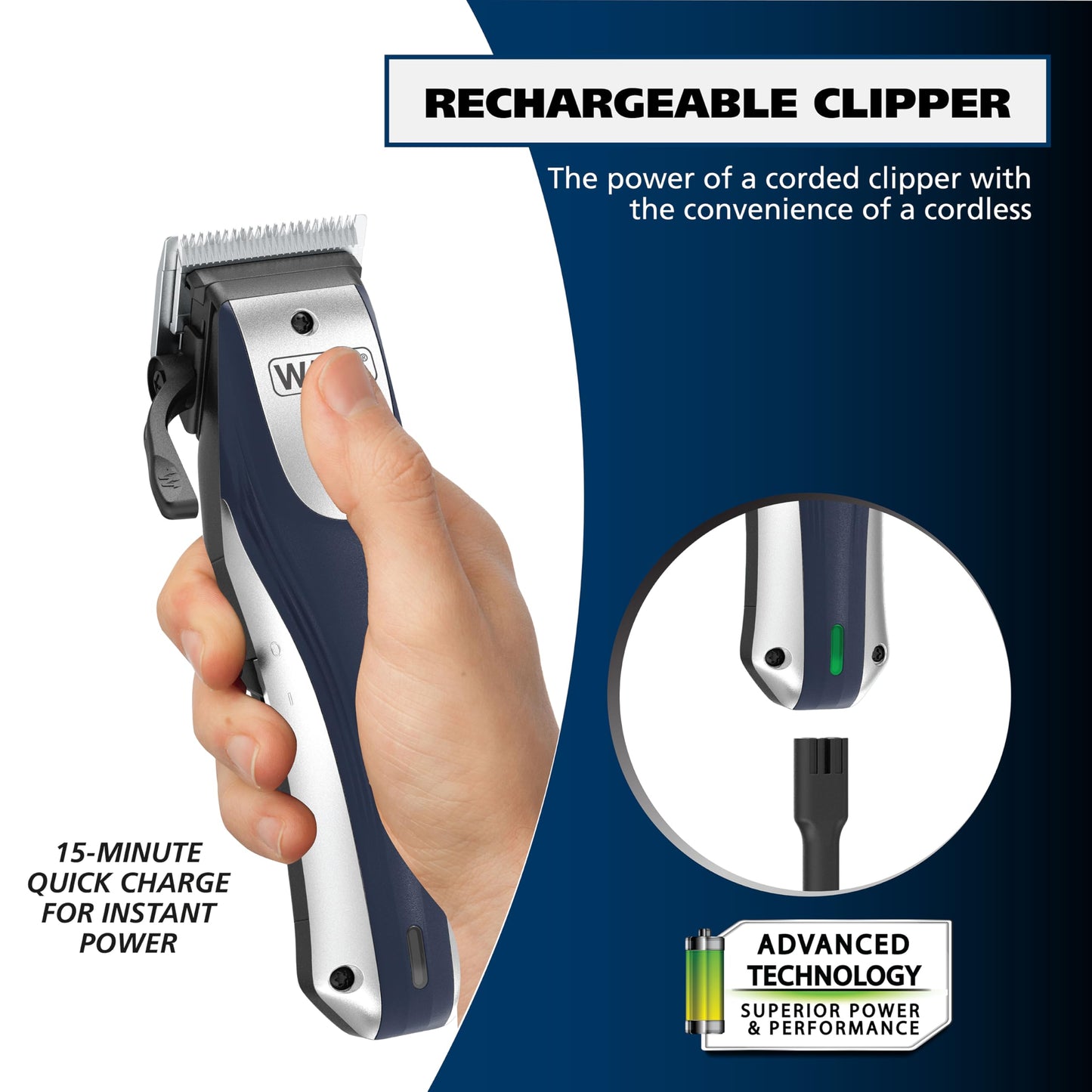 Wahl Lithium Ion Pro Rechargeable Cordless Hair Clippers for Men, Woman, & Children with Smart Charge Technology for Convenient at Home Haircutting - Model 79470