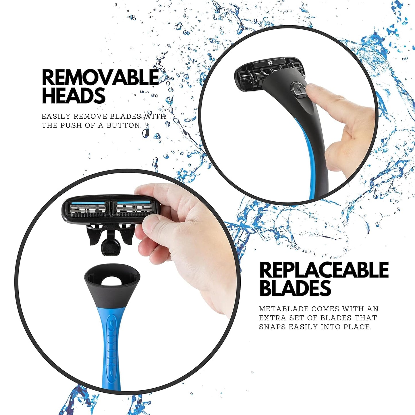 Metablade Back Shaver for Men - Long Handle Body Hair Remover with Replaceable Blades
