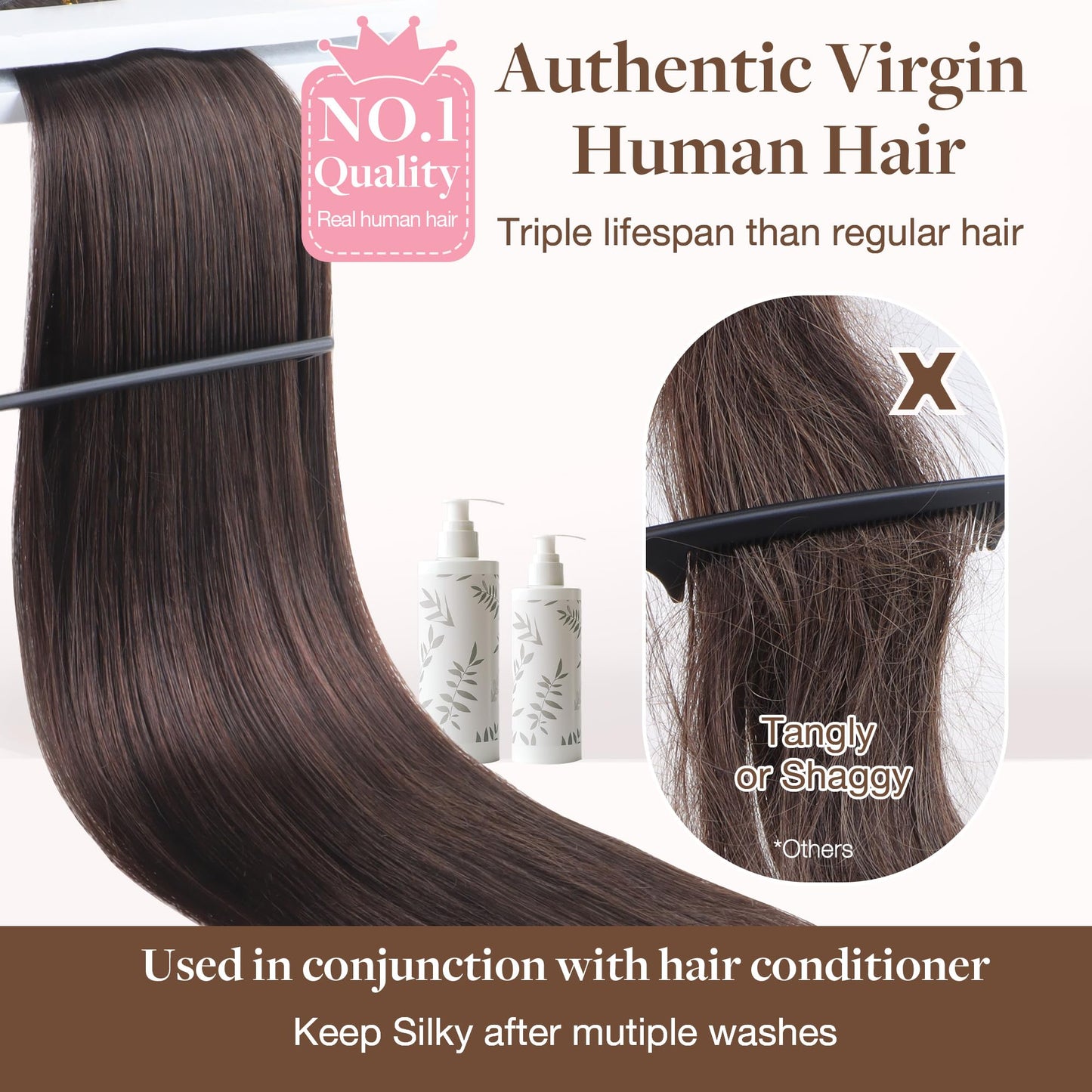 GOO GOO Sew in Hair Extensions Real Human Hair, Weft Hair Extensions Human Hair, 1 Jet black 22inch 110g, Weft Bundles Straight Silky Remy Hair