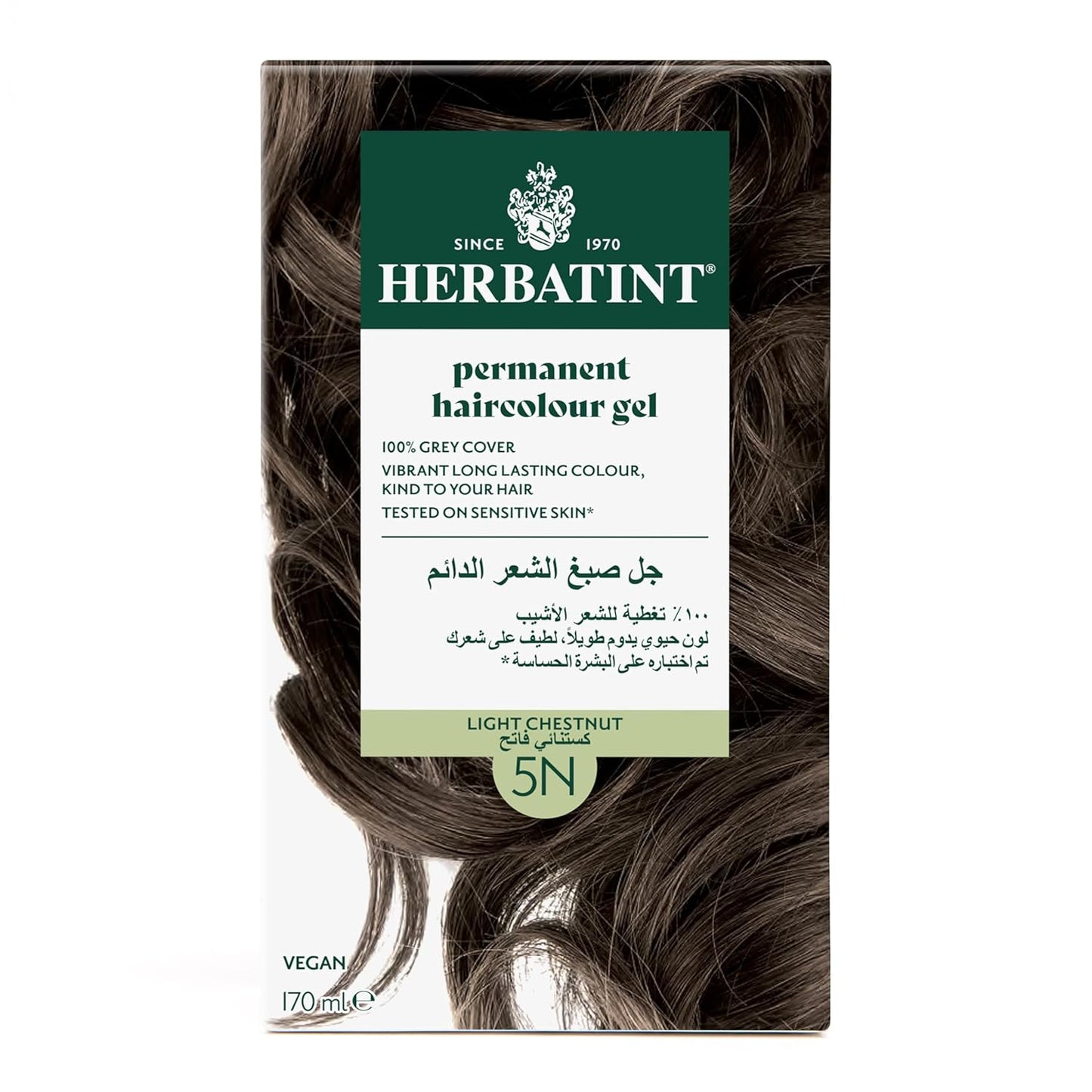Herbatint 5N Light Chestnut Permanent Herbal Hair Color Gel - 135 mL