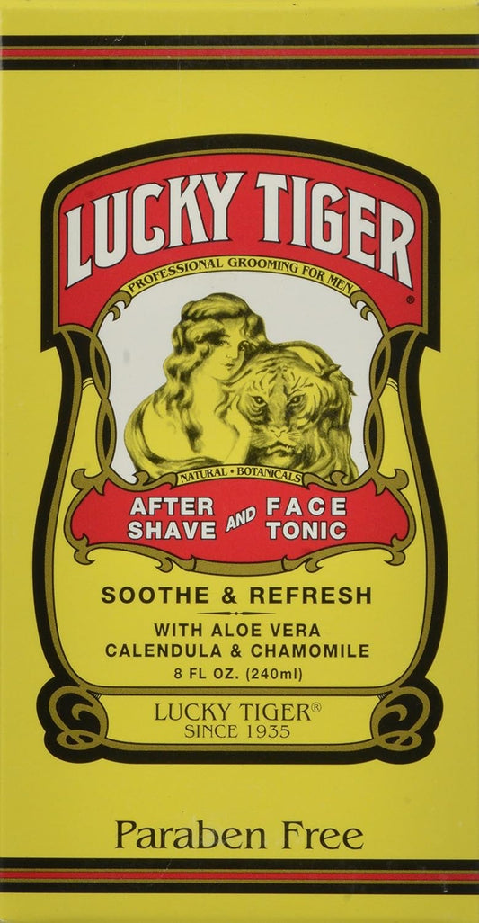 Lucky Tiger After Shave Face Tonic - Soothing 8 oz Skin Care for Men
