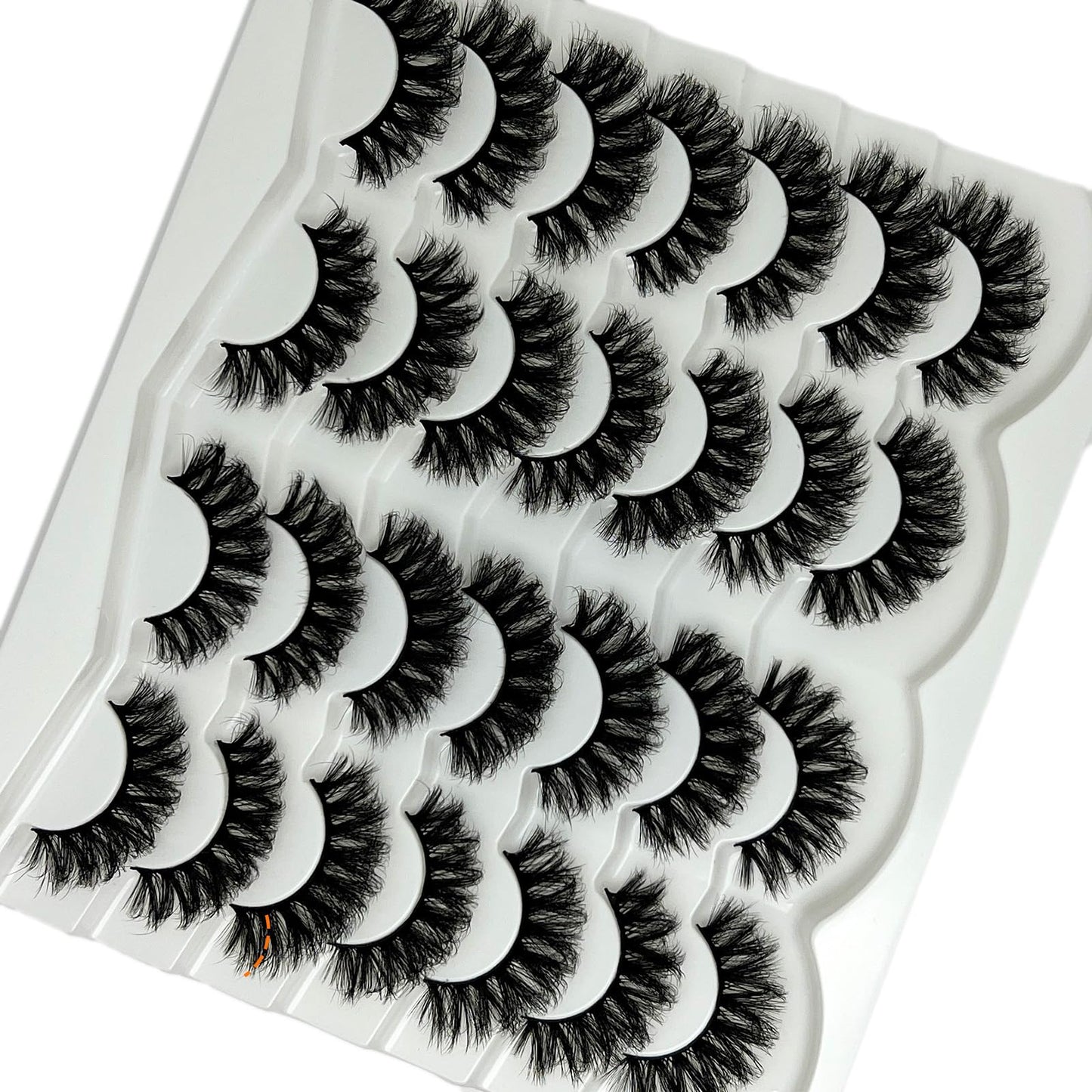 etokdos Fluffy Lashes D Curl Dramatic Strip Lashes Mink 20mm Long Big Eyelashes Pack 3D Volume Faux Mink Fake Lashes Pack