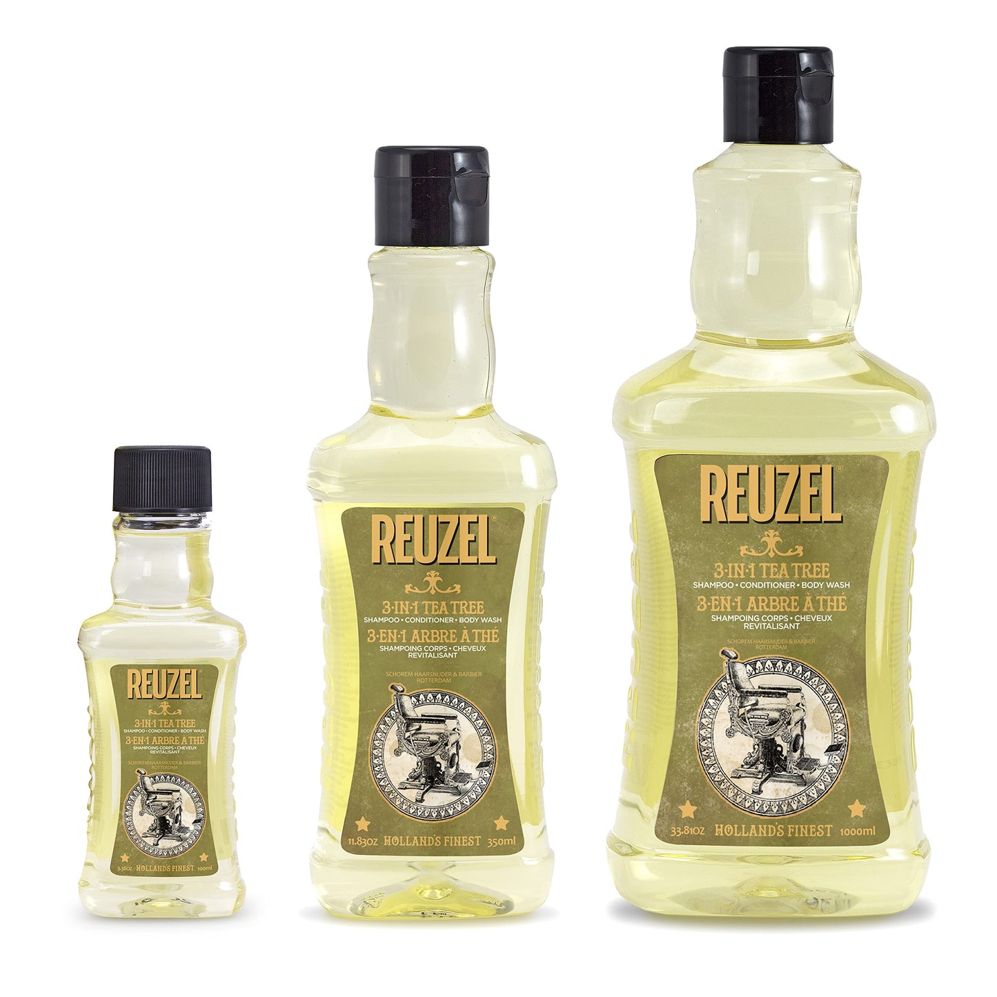 Reuzel 3-In-1 Tea Tree Shampoo, Cleanses Hair and Body, 33.81 oz