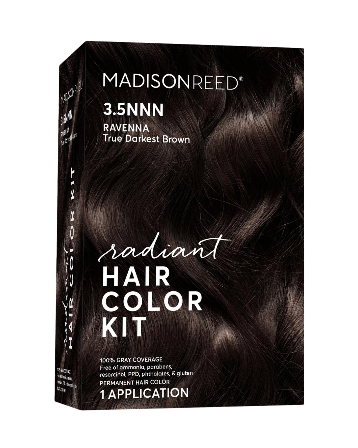 Madison Reed Radiant Hair Color Kit | 3.5NNN Darkest Brown (Ravenna Brown) for 100% Gray Hair Coverage | Salon Quality Permanent Hair Dye | PPD-Free & Ammonia-Free | (Packaging May Vary) 1 Pack