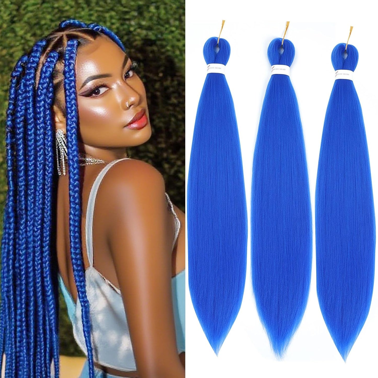 24-Inch Pre-Stretched Braiding Hair - 8 Packs Soft Yaki Texture for Crochet & Twists