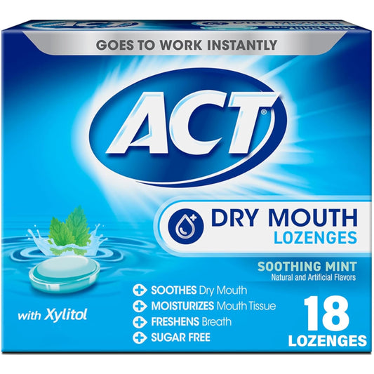 ACT Dry Mouth Soothing Mint Lozenges 18 ea ( Pack of 4)