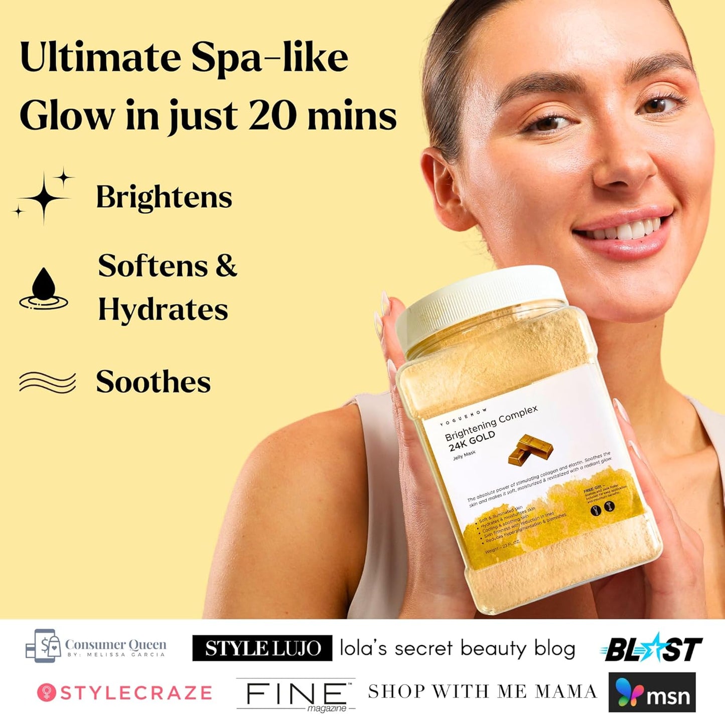 Bulgarian Rose Hydrating Jelly Face Mask - Brightening & Nourishing with Free Jade Roller | 23 Oz Professional Vajacial Mask