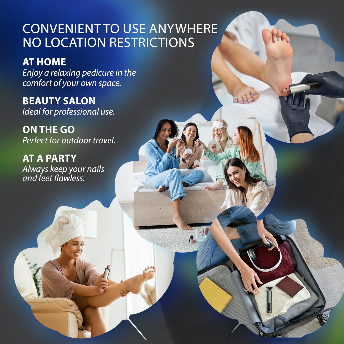 Spargos Electric Foot Callus Remover Rechargeable - Black Electric Foot Filer with 9 Speed Settings, Type-C Charging, and 60 Sanding Discs for Smooth Skin - Callus Remover for Feet