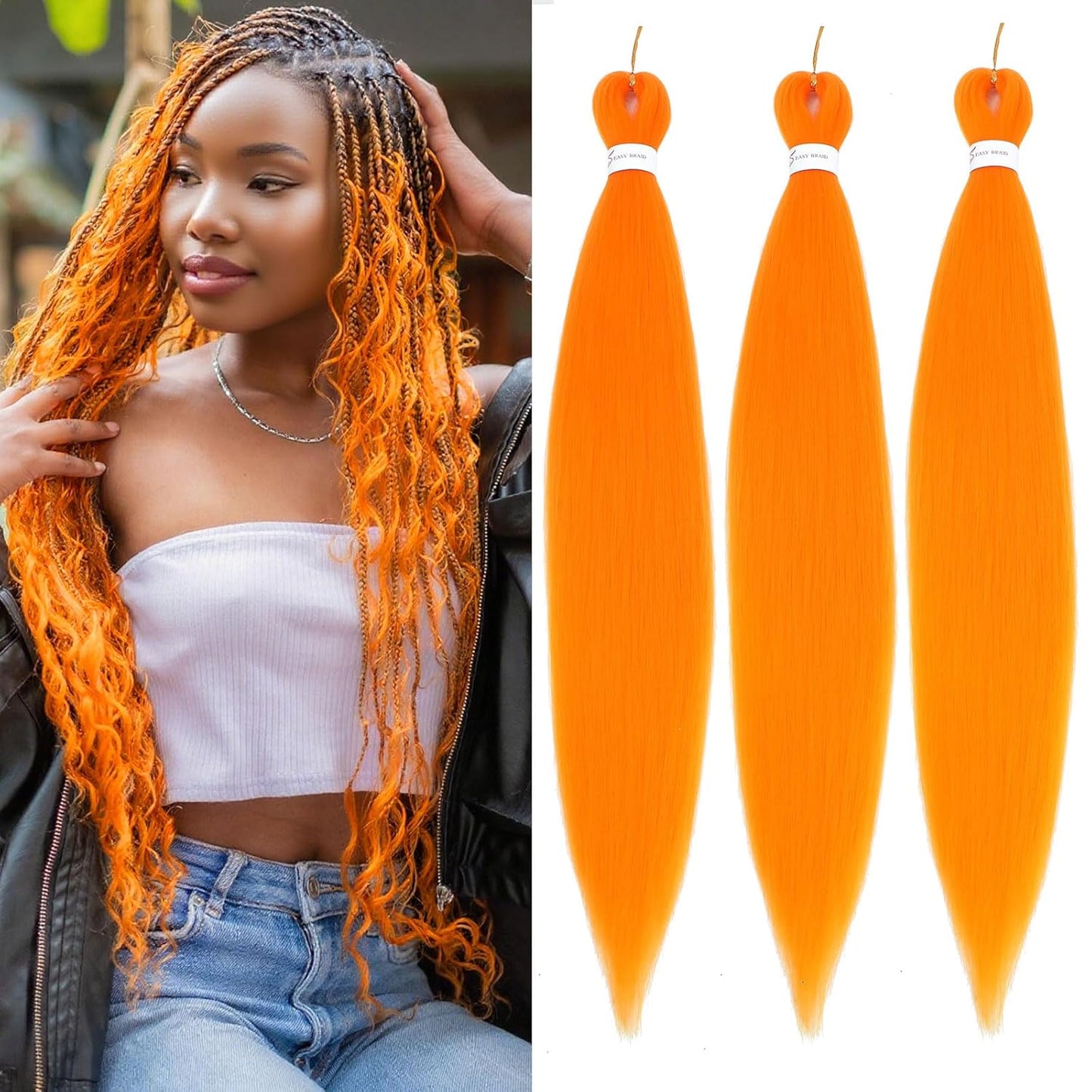 24-Inch Pre-Stretched Braiding Hair - 8 Packs Soft Yaki Texture for Crochet & Twists