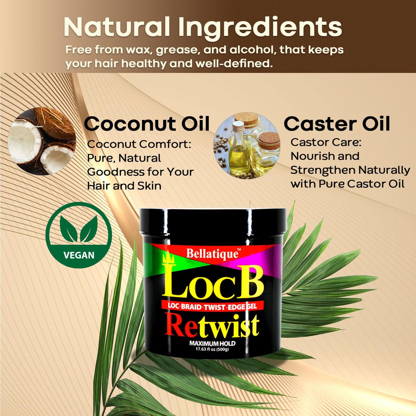 Loc B Retwist Loc, Braid, Twist, Edge Gel for Natural, Relaxed, Dry, Dull, & Brittle Hair (17.63 oz)