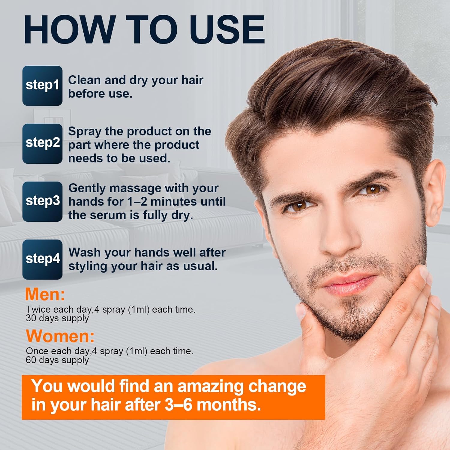 5% Minoxidil Spray for Men & Women - Extra Strength Hair Growth Solution with Biotin, 3.38 Fl. Oz
