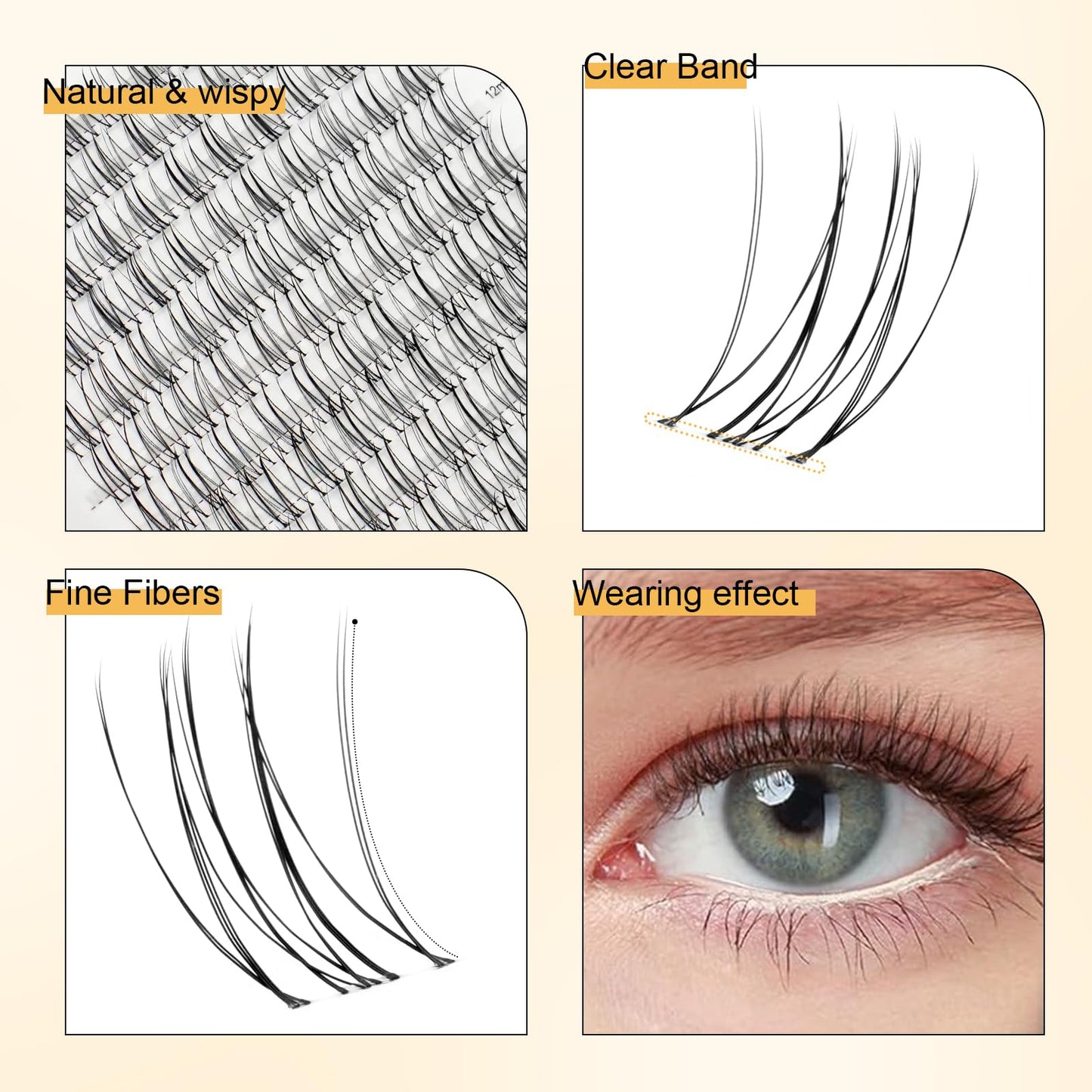 YOONOYA Wispy Cluster Lashes 154 Pcs 10-14mm Mix Lashes Eyelash Clusters C Curl Cluster Eyelash Extensions Natural Wispy lash clusters Reusable Individual Lash Extension (QY-10-14mm - Mix)